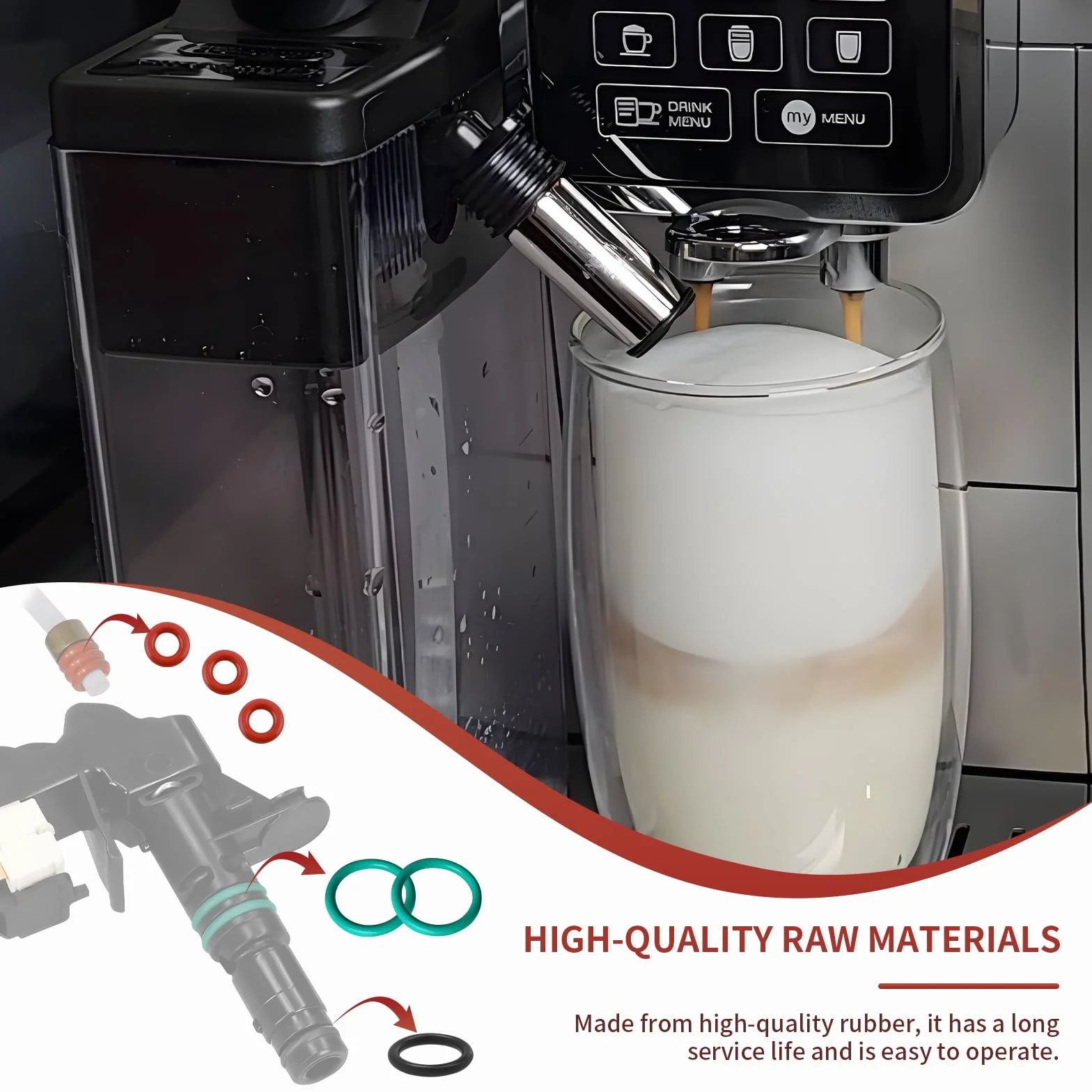 Uszczelka do spieniacza mleka Delonghi – zestaw uszczelek do Delonghi Dinamica części zamiennych pojemnika na mleko, uszczelki o-ringów do ekspresu do kawy Delonghi, akcesoria Primadonna/ESAM/ECAM itp