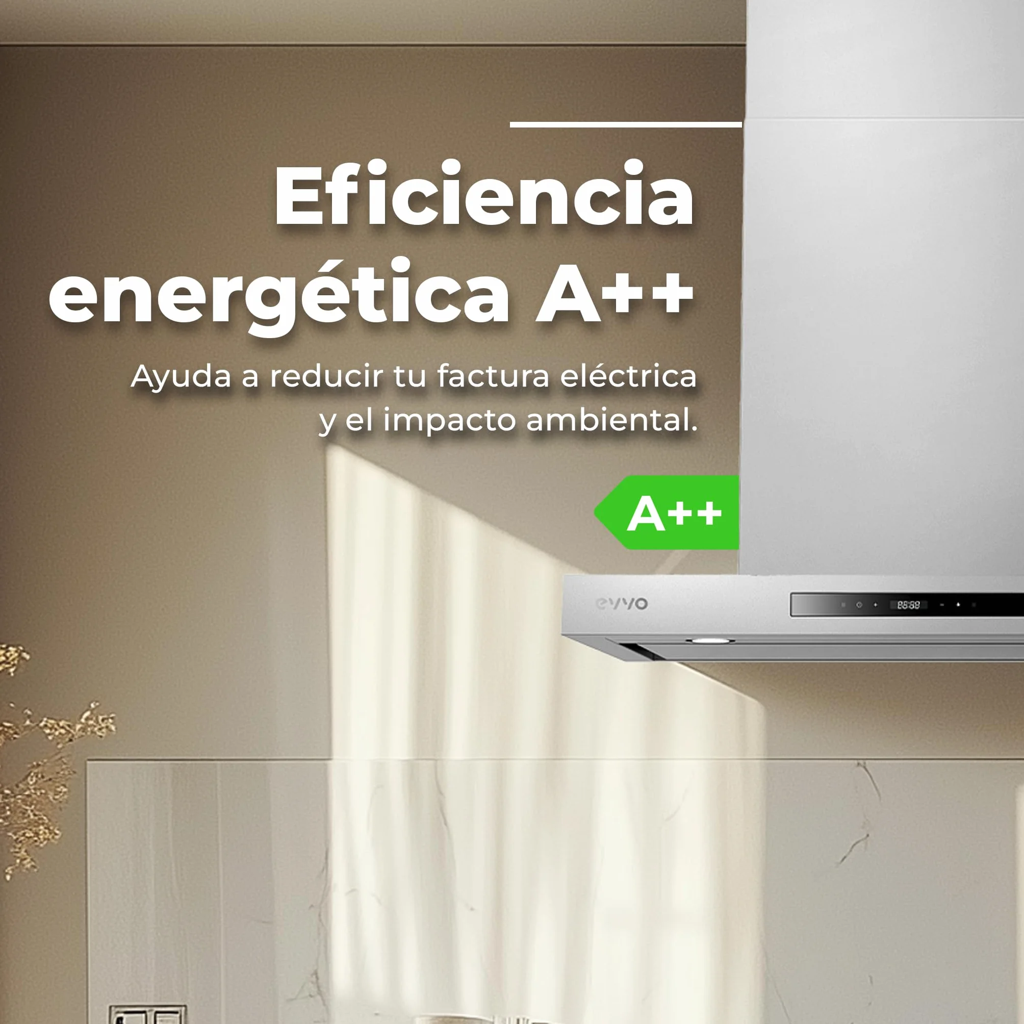 EVVO Okap kuchenny 60 cm szerokość dekoracyjna, wykończenie ze stali nierdzewnej, moc 800 m³/h, filtry aluminiowe i aktywnego węgla drzewnego, sterowanie dotykowe i gest, efektywność energetyczna A++