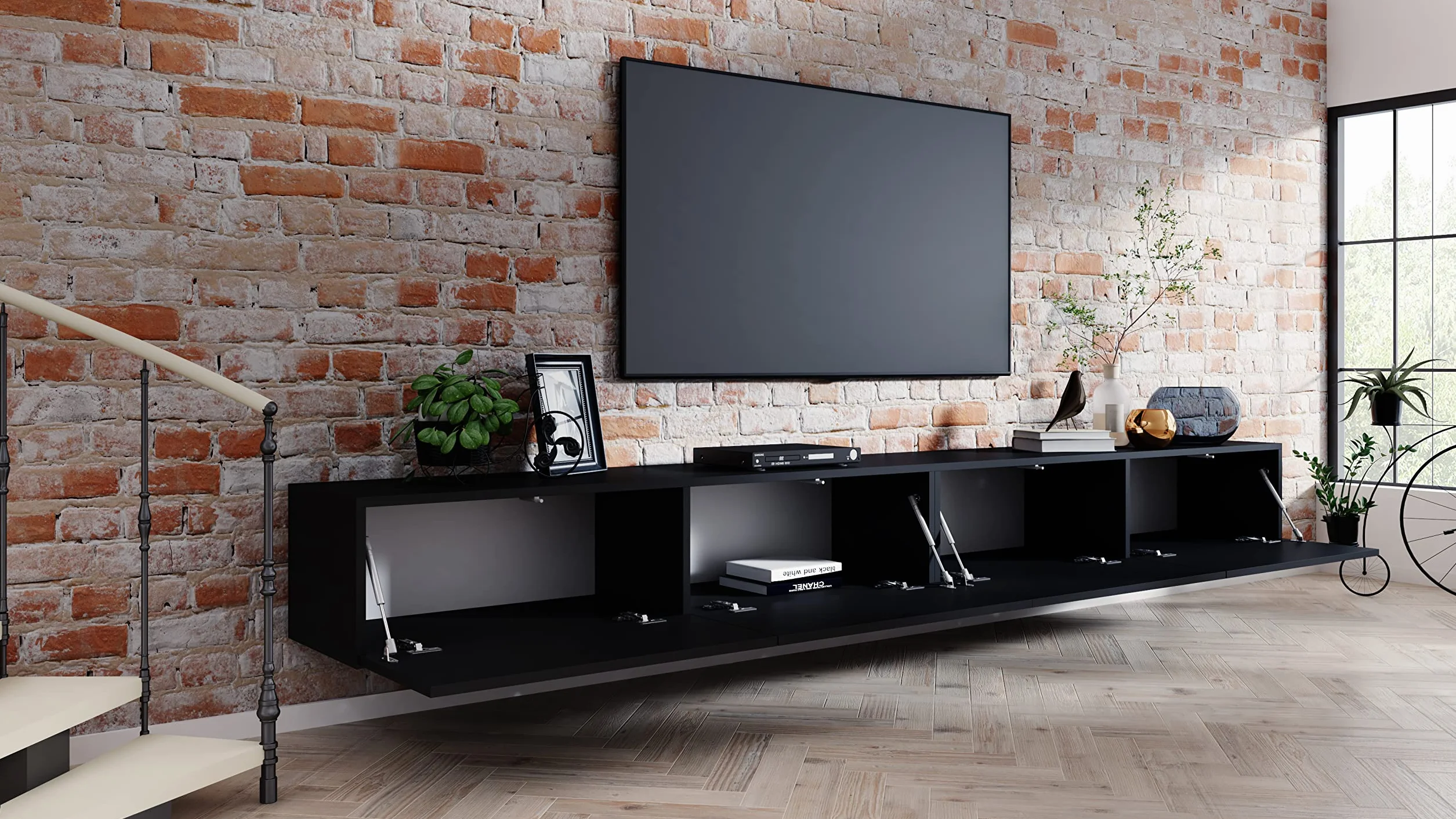 Szafka RTV Czarny Mat 55 Cali 280cm 4housedesign®