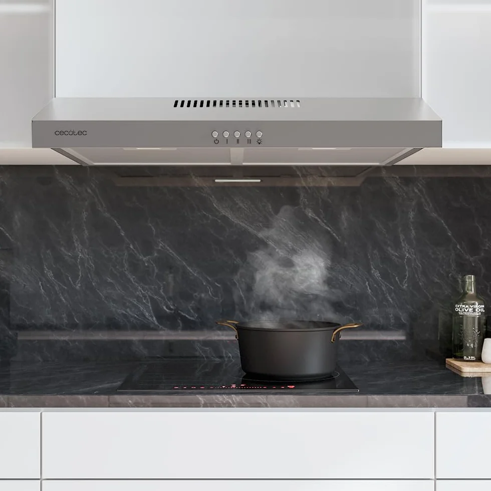 Cecotec 60 cm Szerokość Bolero Flux CM 602200 Inox B. Moc ssania 220m3/h, Silnik 70W, niskie zużycie energii, sterowanie mechaniczne, 3 poziomy mocy, Wykończenie ze stali nierdzewnej