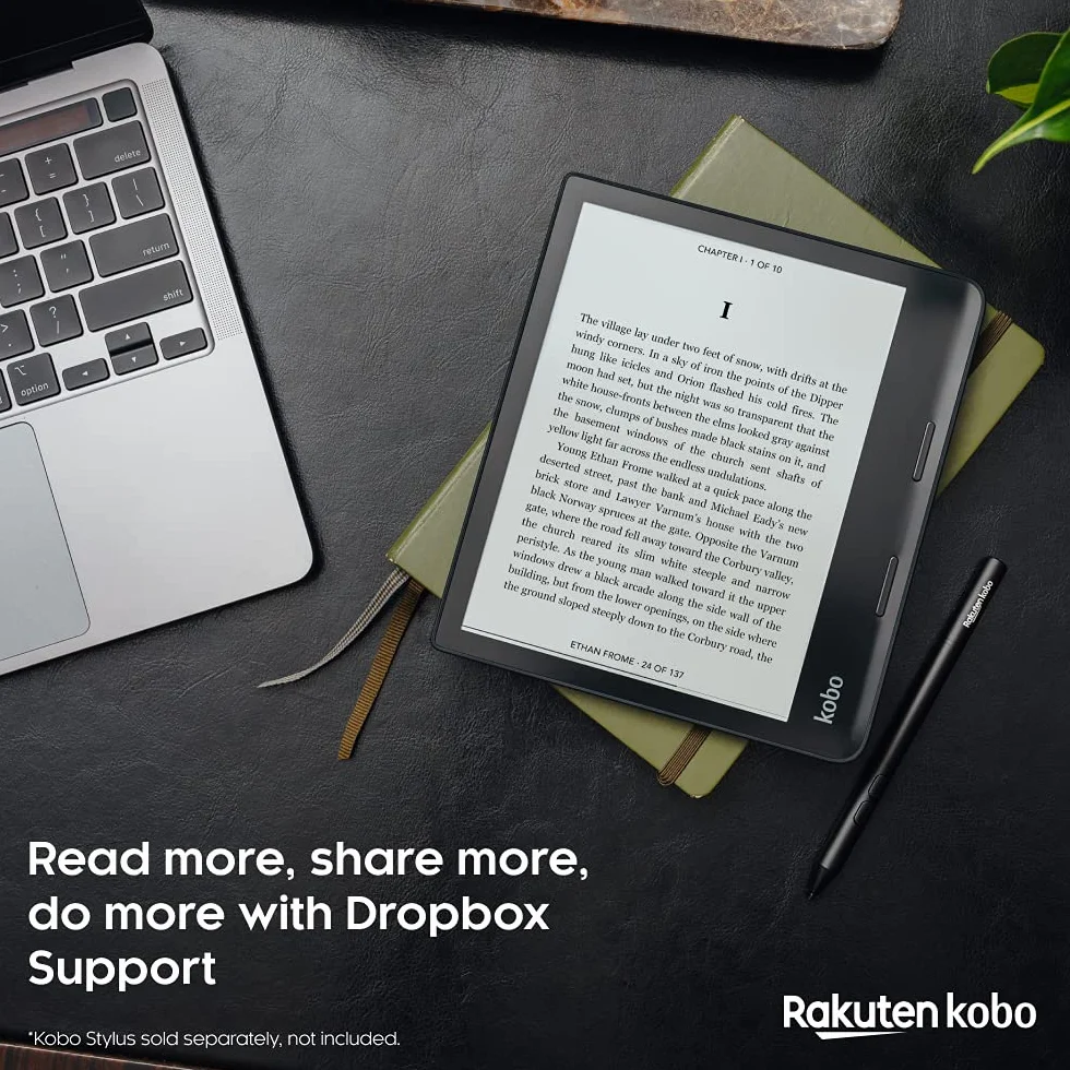 Kobo Sage | eReader | Przeciwodowy ekran dotykowy 8 HD | Wodoodporna | Regulowana jasność i temperatura kolorów | Redukcja niebieskiego światła | Bluetooth | WiFi | pamięć 32GB, Czarny
