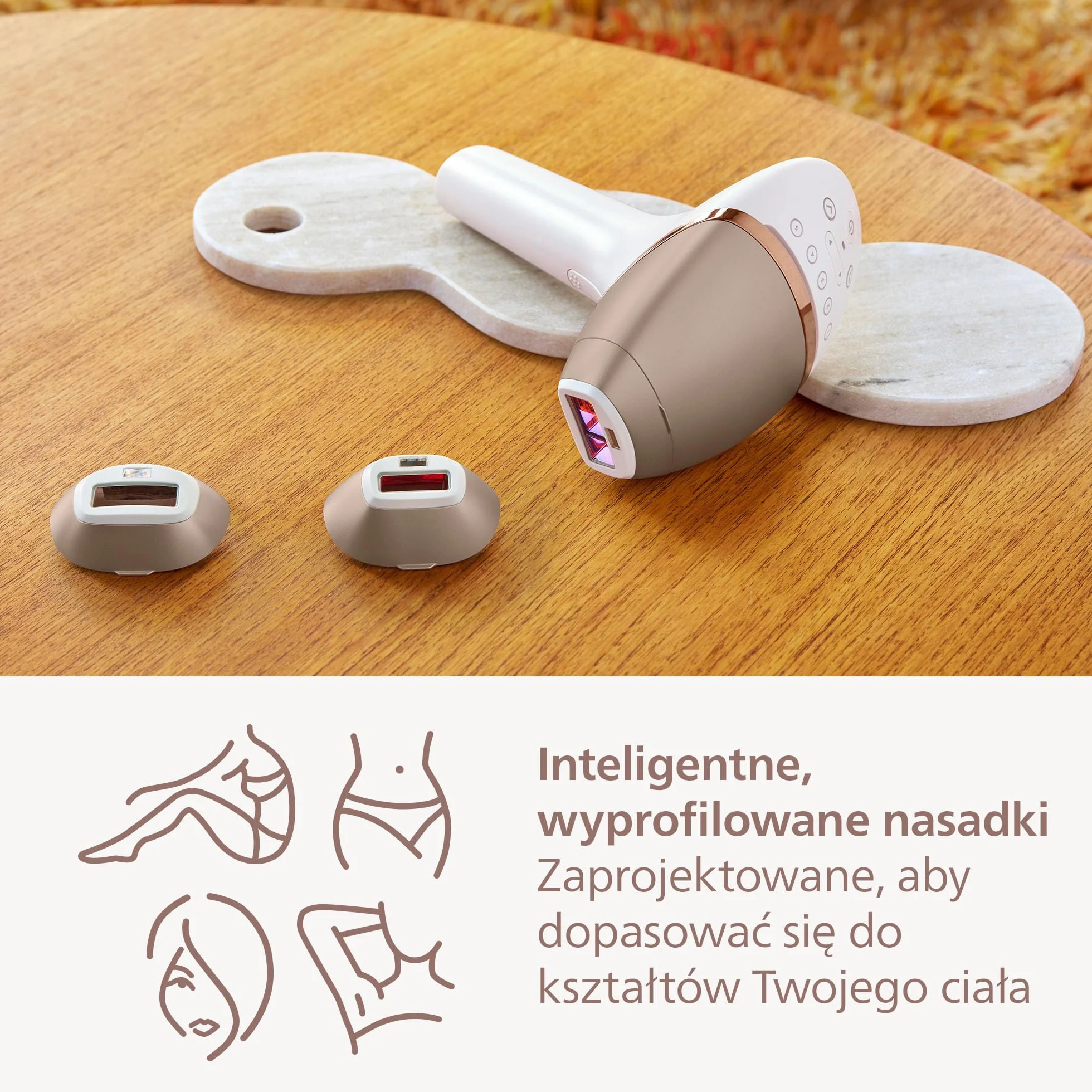 Philips Lumea Urządzenie IPL z serii 9000 — urządzenie do usuwania włosów, alternatywa dla laserowego usuwania włosów, technologia SenseIQ, 3 nasadki: do ciała, twarzy i precyzyjna, BRI955/00
