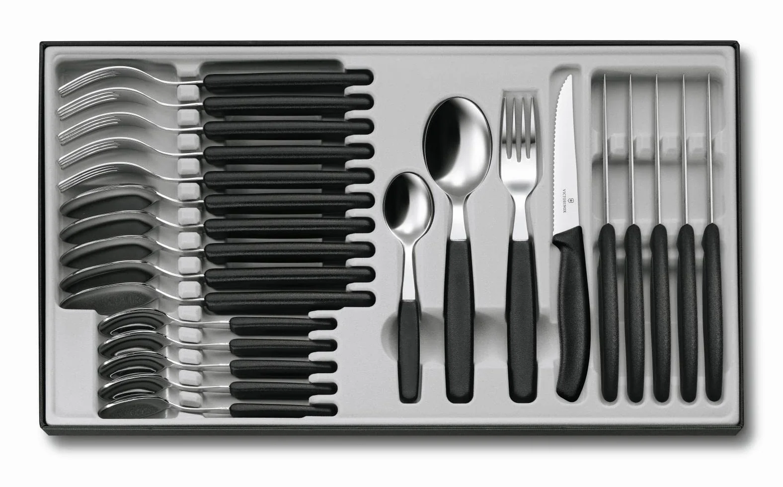 Victorinox Swiss Classic Tafelbesteck 6.7233.24 Extra scharfe Klinge Wellenschliff Schwarz Spülmaschinengeeignet