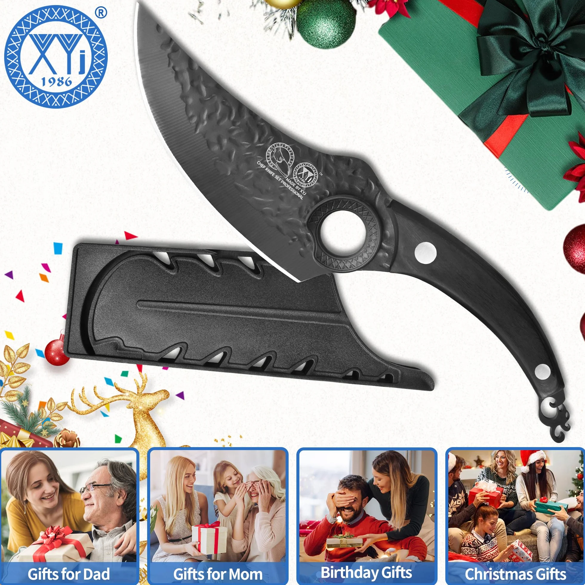 Forged Boning Knife 6 Inch, High Carbon Steel, Full Tang Wood Handle, Chef Knife with Sheath