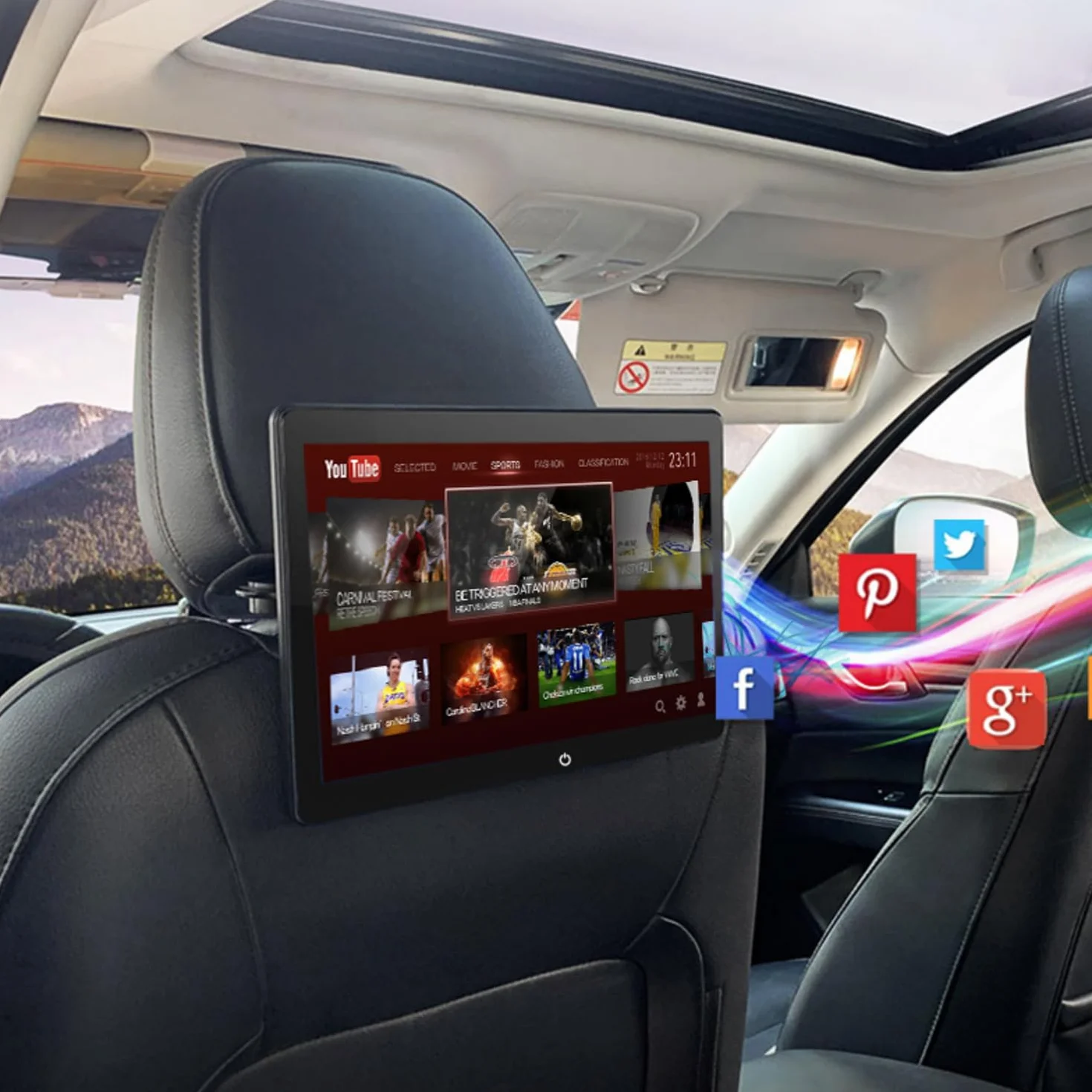 Zestaw 2 x zagłówek samochodowy monitor 10,5" ekran dotykowy Android Bluetooth WiFi 4G LTE