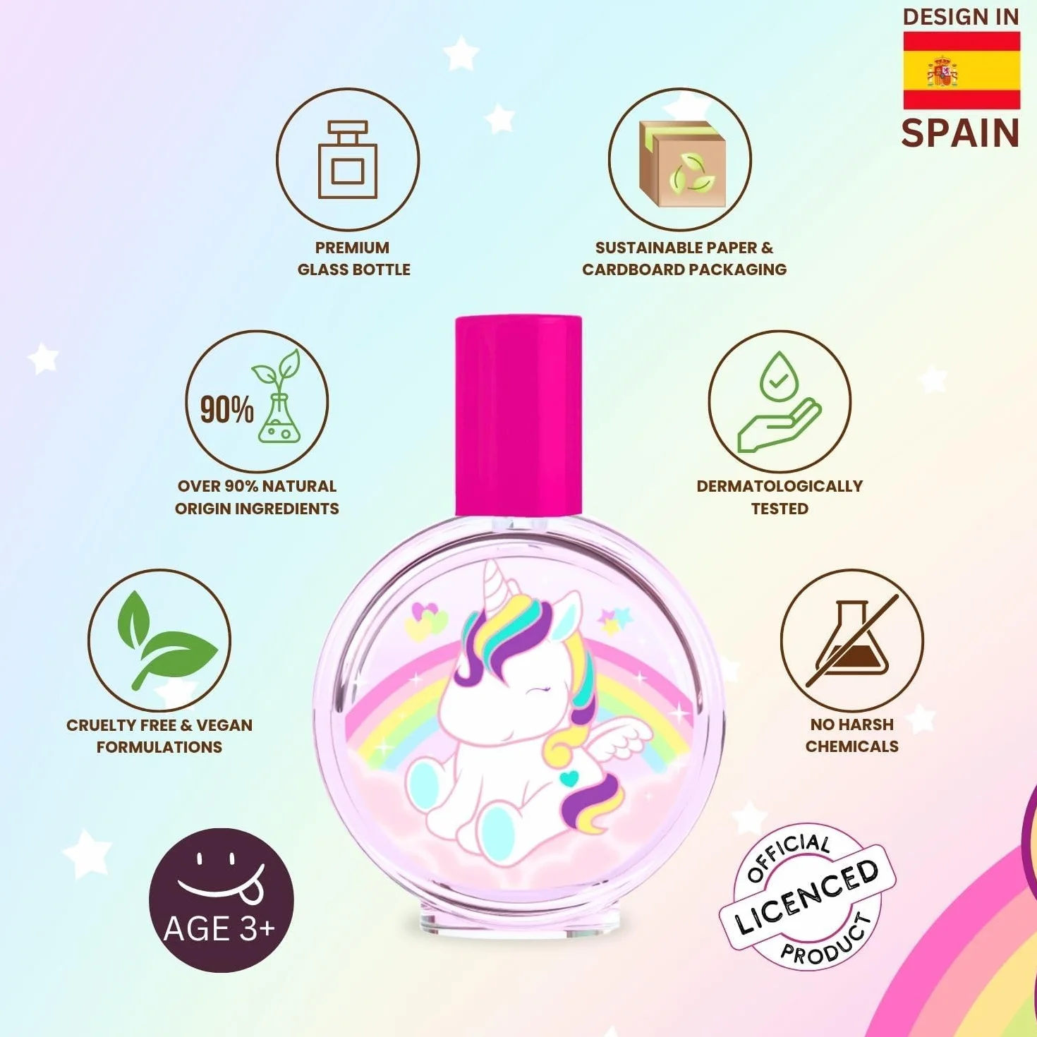 Eau My Unicorn Perfumy dla dzieci: perfumy dla dziewczynek w pięknej szklanej butelce i wzór jednorożca (30 ml)