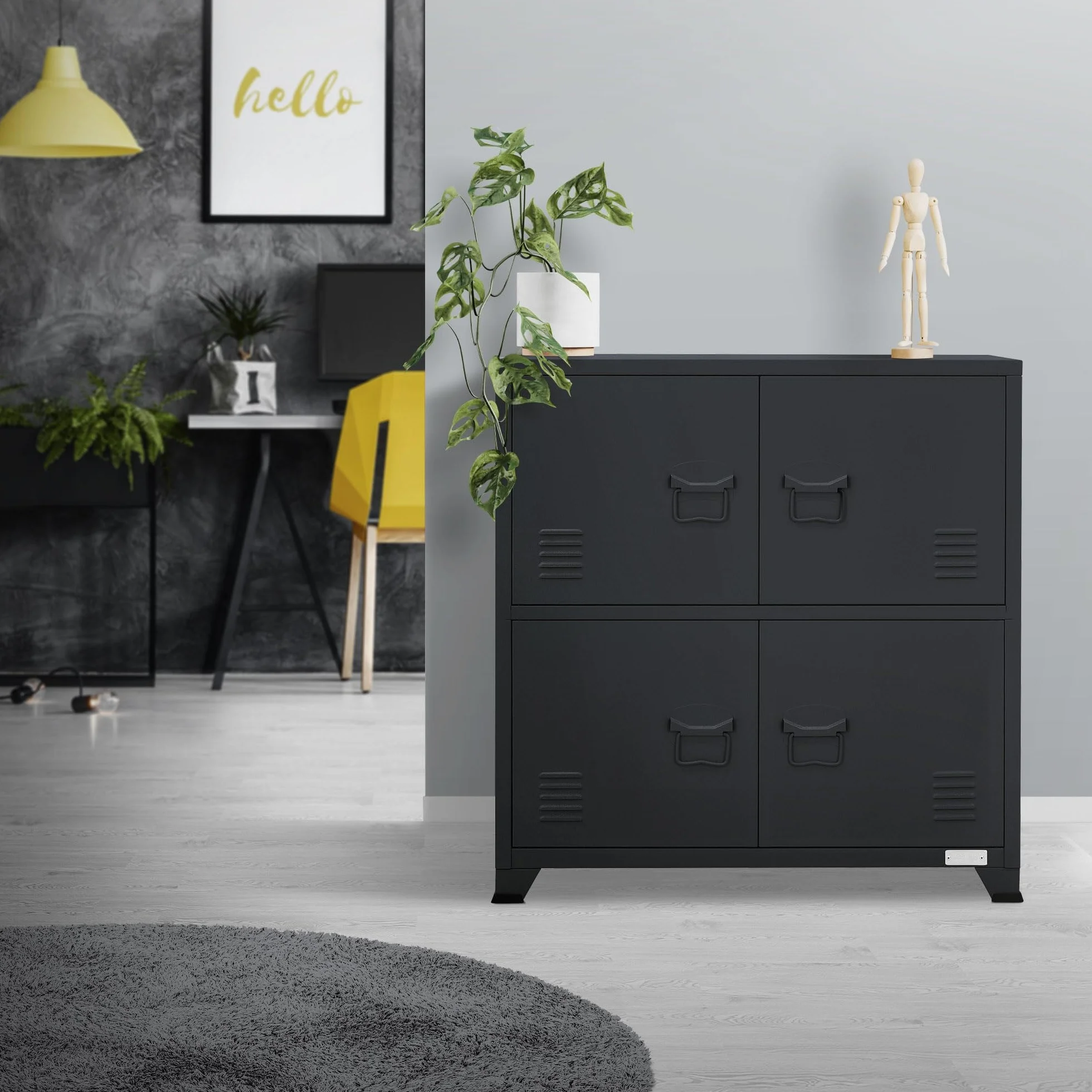 ML-Design szafka metalowa antracyt 75x40x80,5 cm 4 drzwi 2 przegrody wolnostojaca