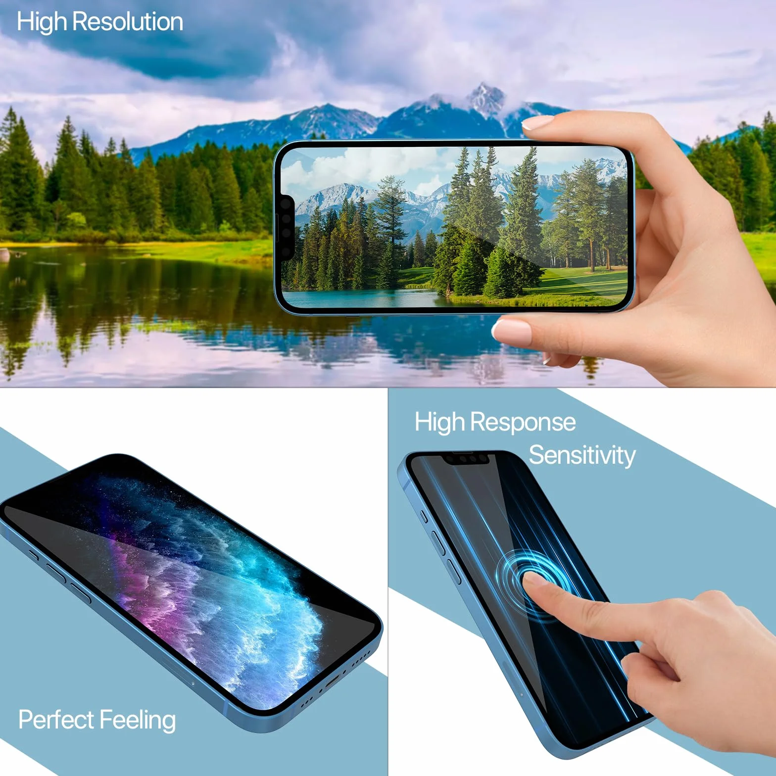 Ekran dotykowy LCD iPhone 13, ekran dotykowy Digitizer Assembly z kompletnym zestawem naprawczym + ochraniacz ekranu + wodoodporny klej