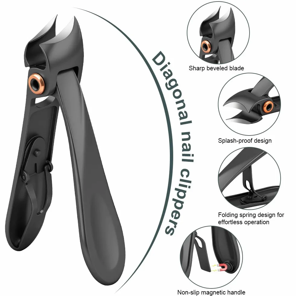 Beugo Obcinacz do paznokci z pochylonymi paznokciami, 2 szt. ultra szeroka szczęka otwierające obcinacz do paznokci ze stali nierdzewnej ergonomiczne kątowe paznokcie dla seniorów paznokcie i stopy