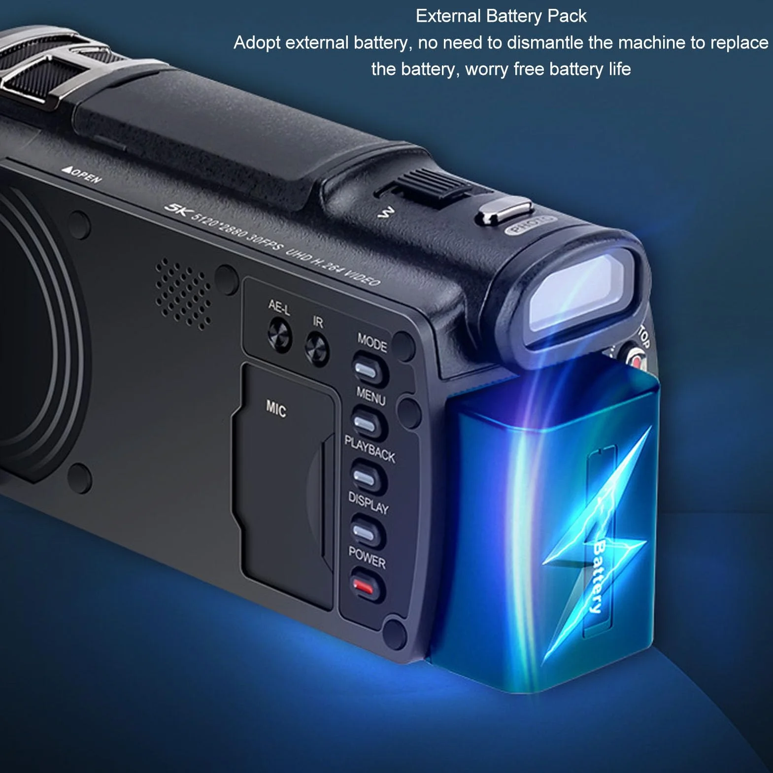 Kamera Wideo 5K, 12X Optica, Inteligentny Zoom 40X, Kamera do Vlogowania, 48 MP, 30 Kl./s z automatyczną regulacją Ostrości i 3,5-calowym Mikrofonem IPS z Ekranem Dotykowym do