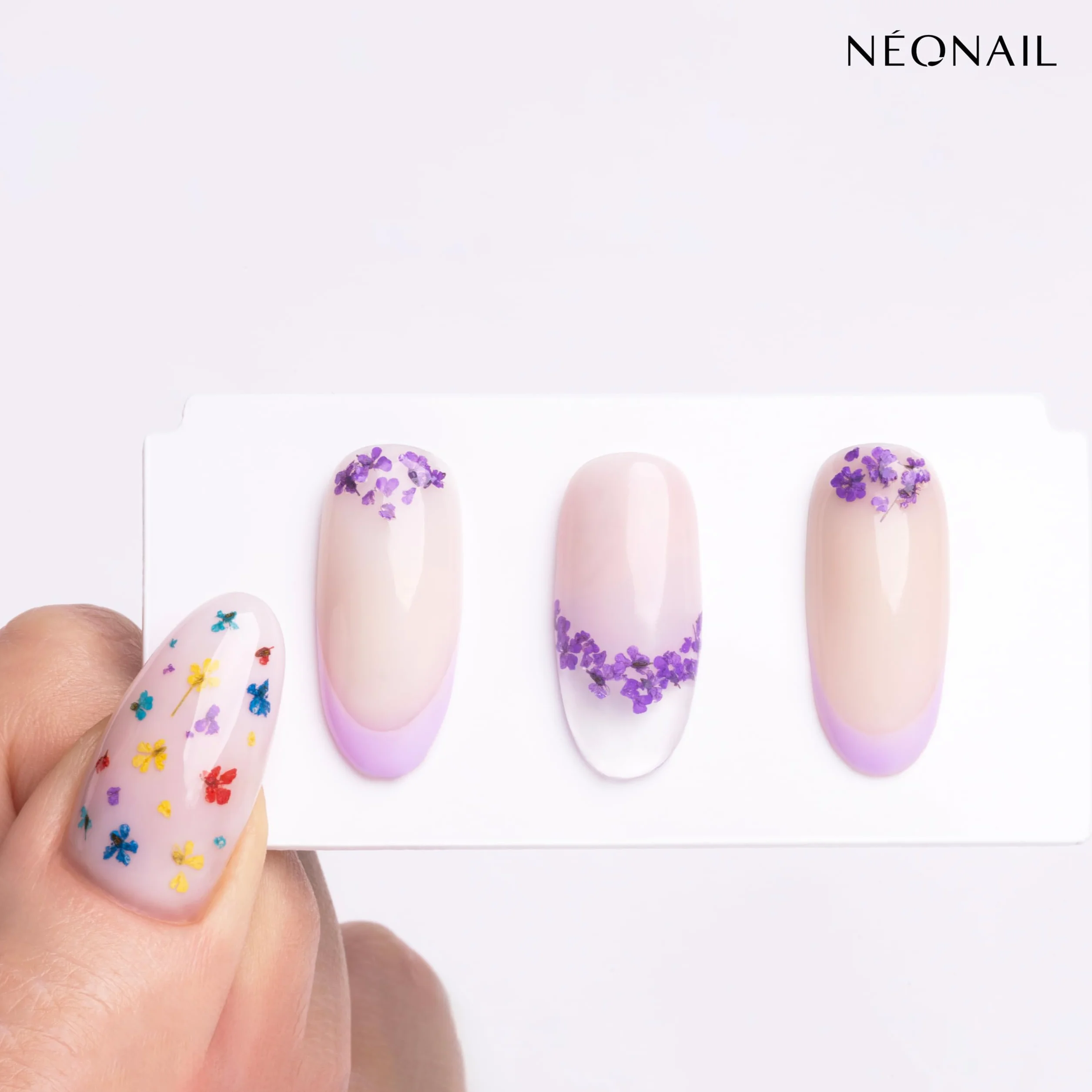 NEONAIL Zestaw ozdób do paznokci - kwiaty - 3 kolory - Navy, Violet, Turquoise