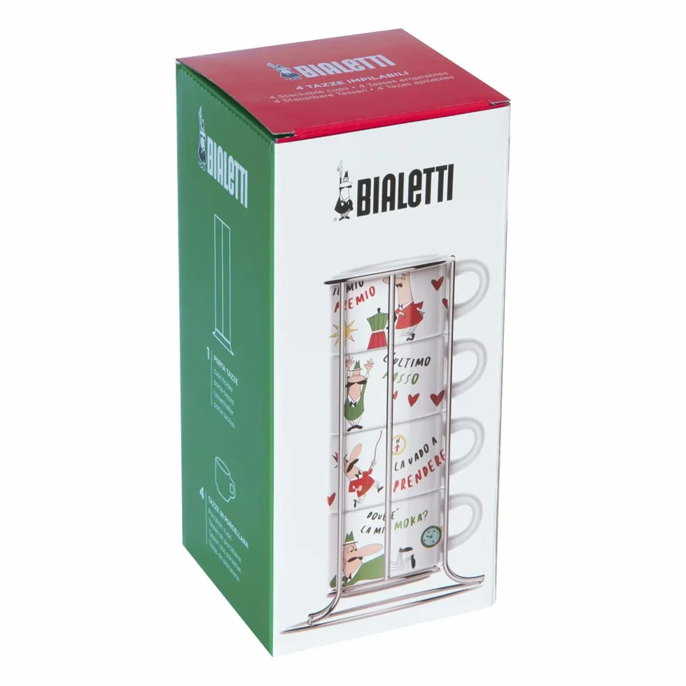 Bialetti Zestaw 4 filiżanek do espresso Italia z uchwytem