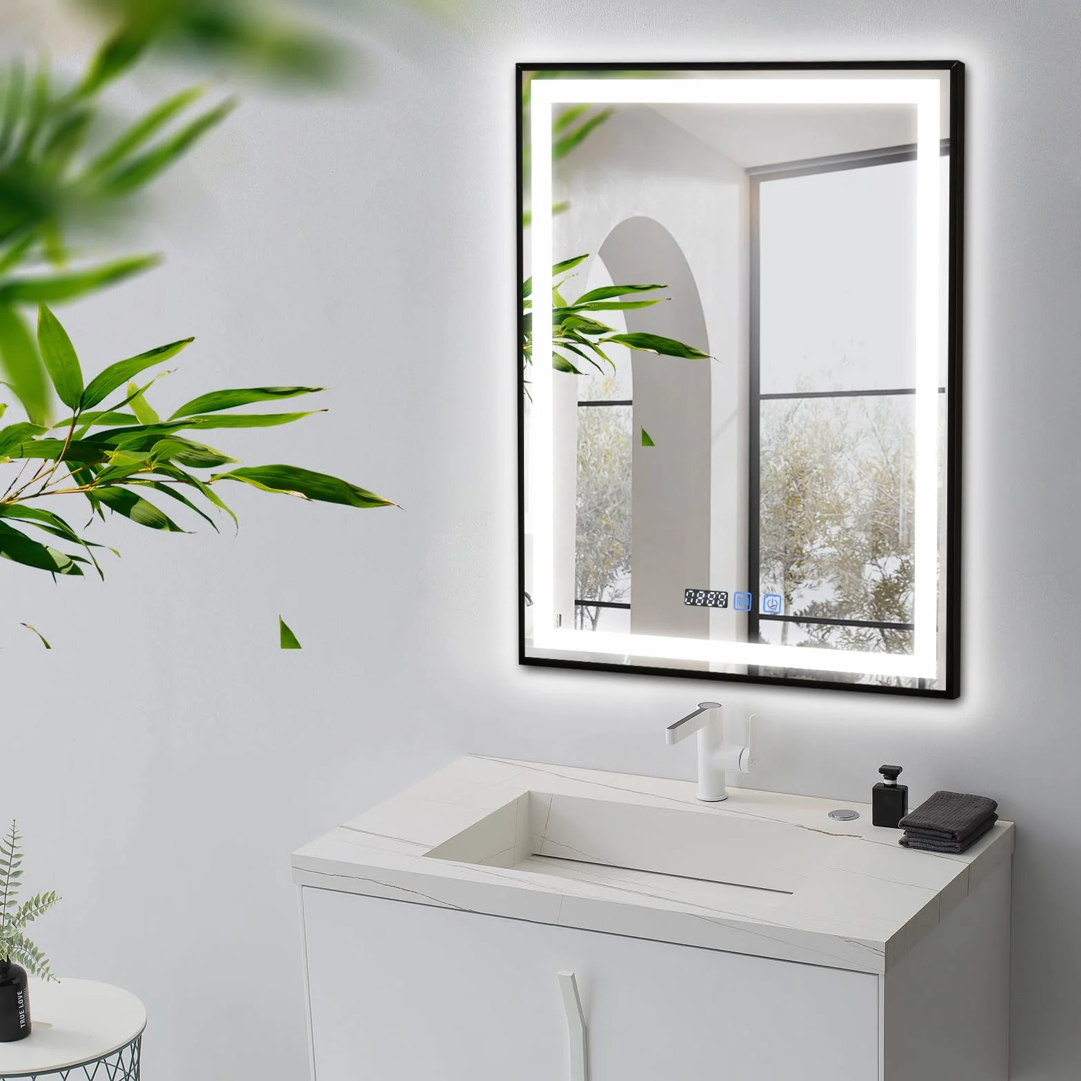 YOURLITE Lustro łazienkowe LED 60x80 cm z oświetleniem IP44 Czarny