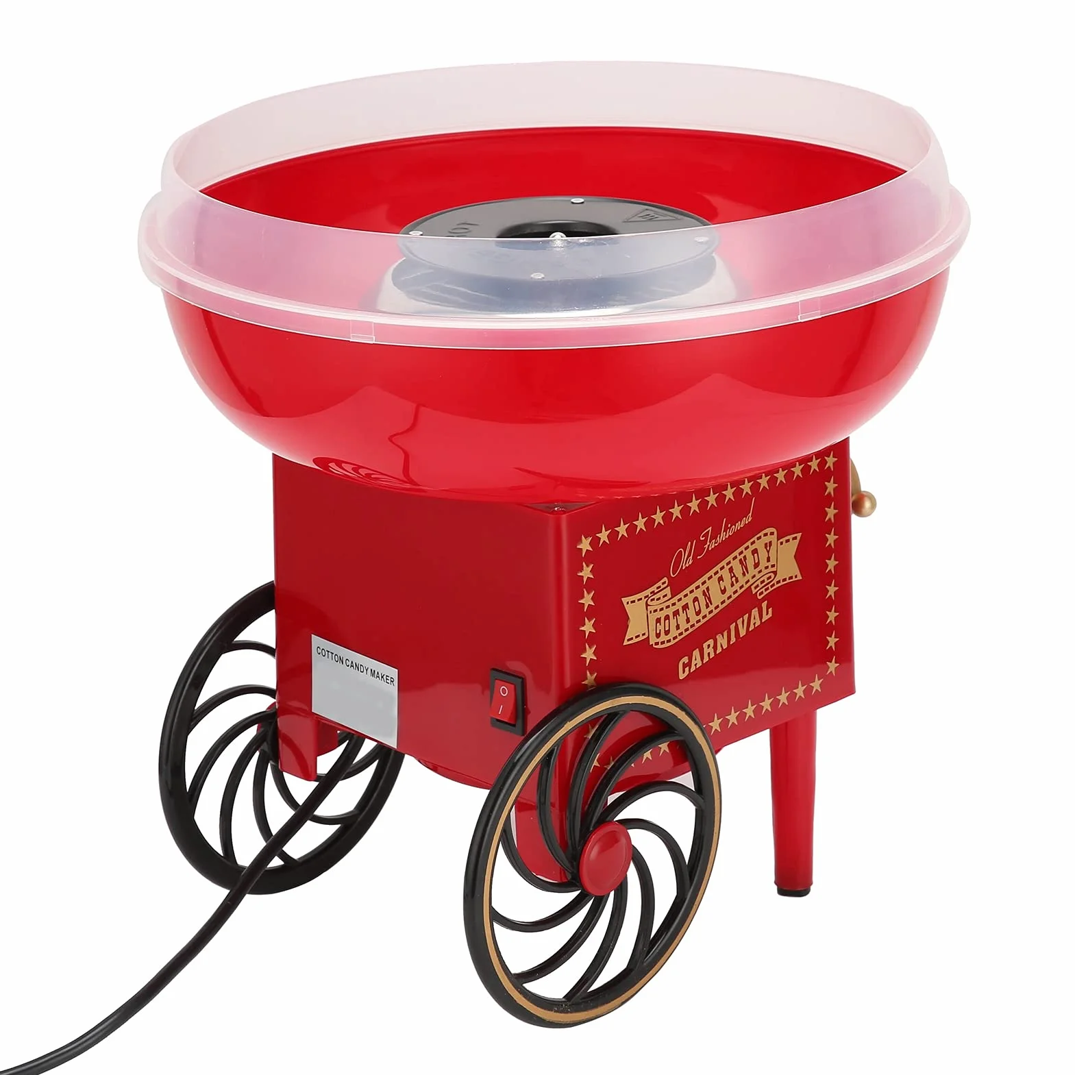Maszyna do Waty Cukrowej z Silnikiem o Dużej Mocy 500 W, Elektryczna Maszyna do Waty Cukrowej na Urodzinowy, Narzędzie do Produkcji Waty Cukrowej W Kształcie Wózka W