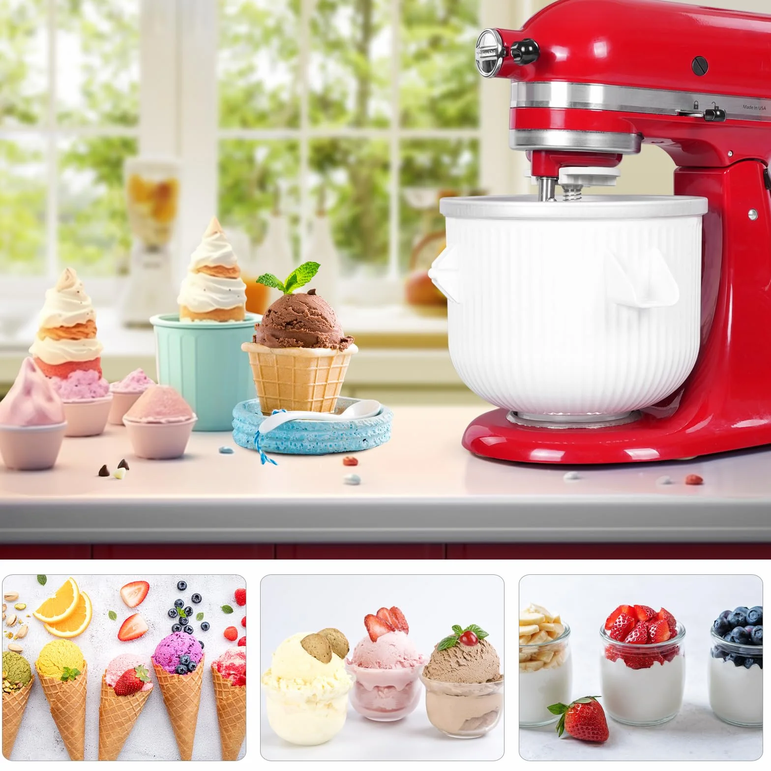 Kitchen Aid przyrząd do robienia lodów 2-litrowa miska do miksera stojącego 4,5-7 l