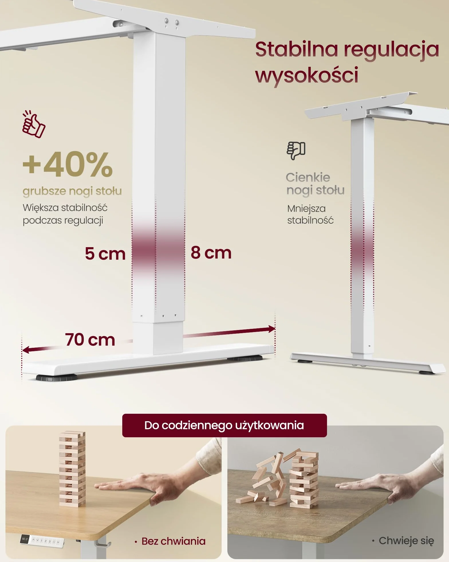 VASAGLE Biurko elektryczne z regulacją wysokości 160x80 cm USB-C funkcja pamięci 3 wysokości