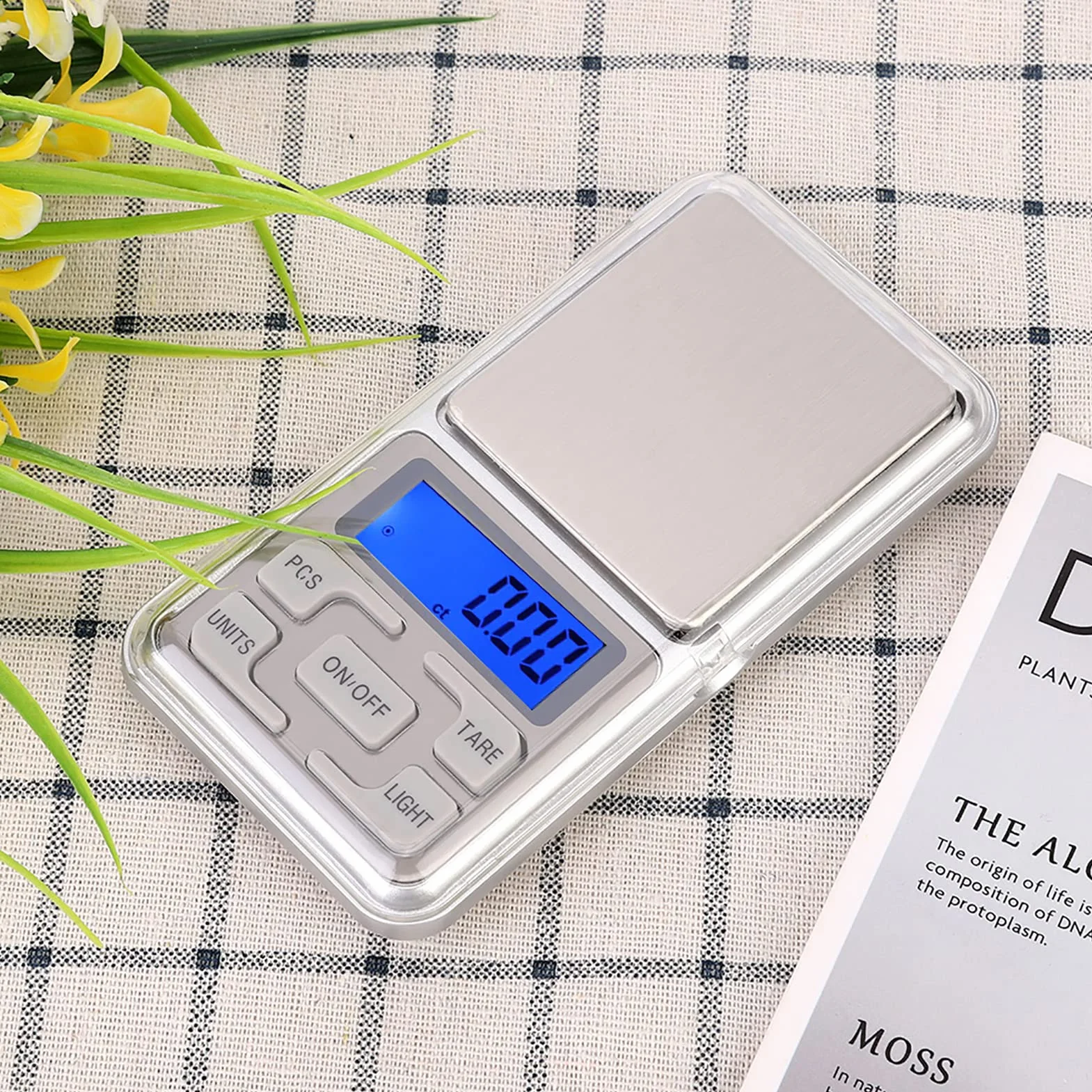 Qcwwy Cyfrowa Waga Kieszonkowa, 500g 0,1g o Wysokiej Dokładności, Przenośna Mini Elektroniczna Waga do żywności z Niebieskim Podświetleniem i funkcją Liczenia do Biżuterii Kuchennej