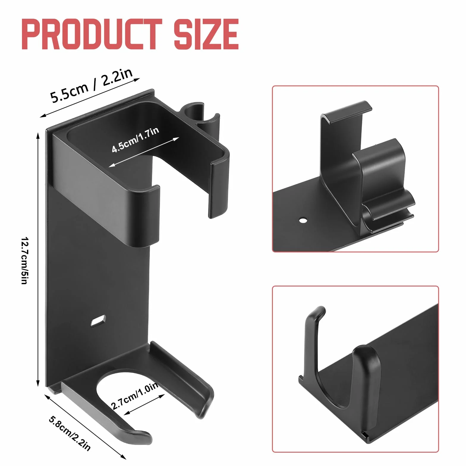 Uchwyt ścienny metalowy do Dyson Airwrap, organizer na prostownicę i lokówkę, odporny na wysokie temperatury, aluminium (czarny)
