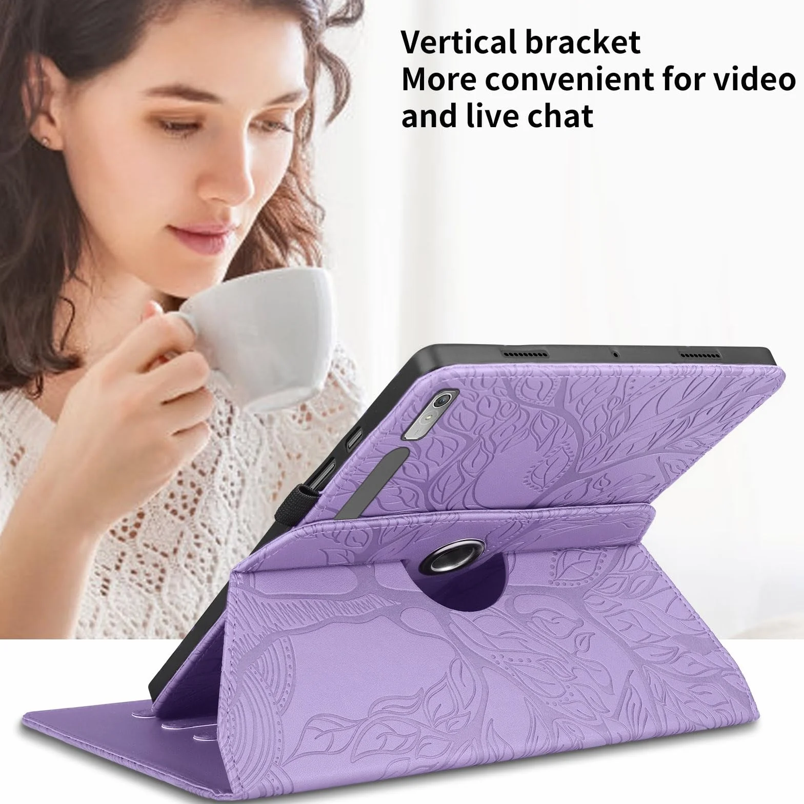 Kompatybilny Z Etui Na Tablet Lenovo Tab P11 Pro 11.2" 2nd Gen 2022 (TB-138FC/TB-132FU) Podstawka Obrotowa O 360 Stopni Składane Etui Na Tablet Wytłaczana Obudowa Tree Of Life(Mor)