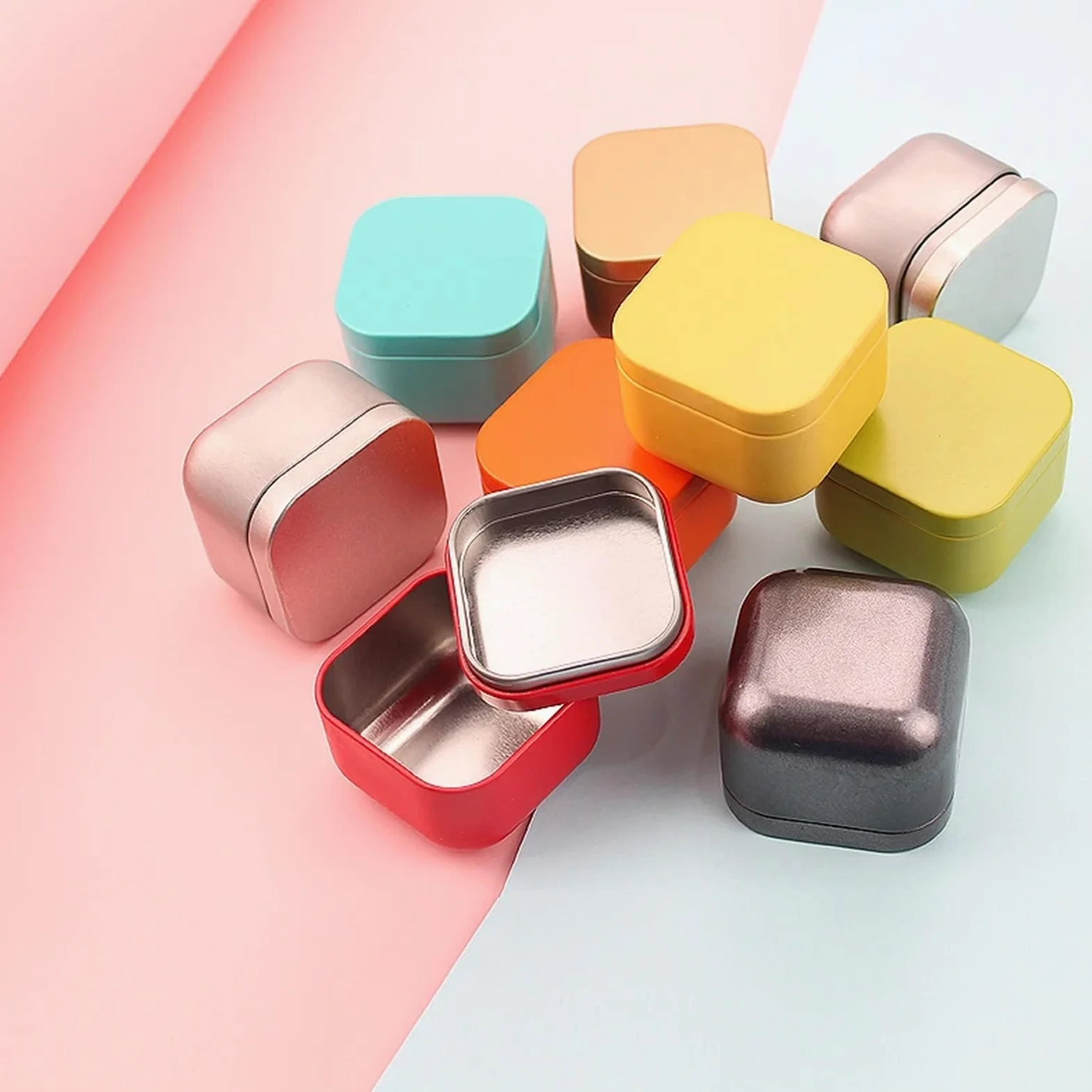 Iron Empty Square Candle Jars | Multicolor 12/24pcs Candle Making: Storage Containers With Lids(Red,24pcs)