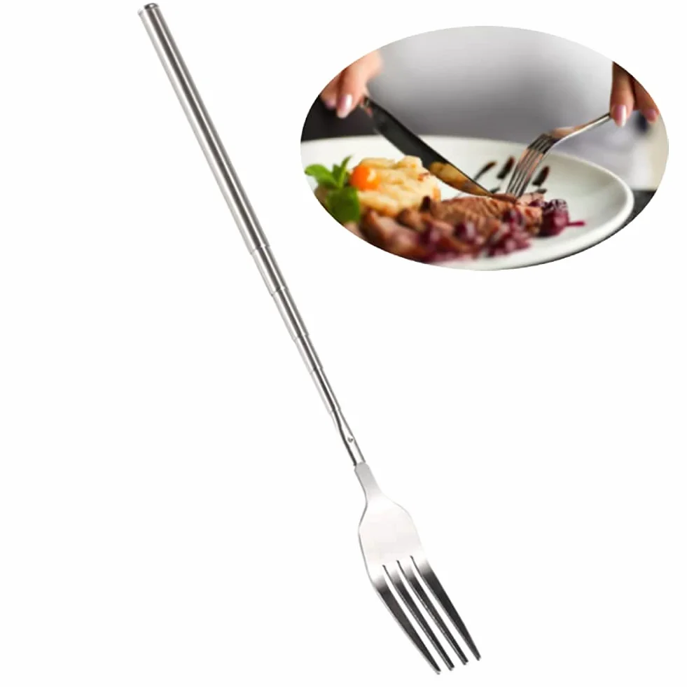 Widelec teleskopowy, widelec wysuwany, widelec do grilla, sztućce z długim widelcem, widelce ze stali nierdzewnej do grilla obiadowego Deser owocowy (22,1~64,6 cm)