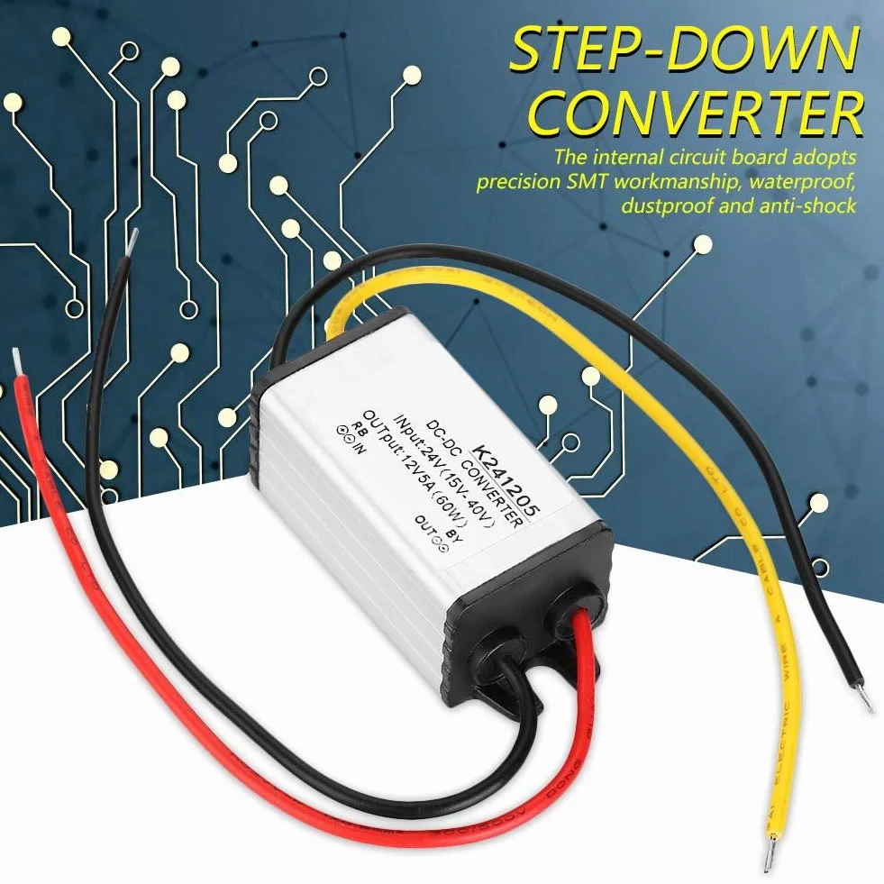 Zasilacz krokowy GYVRM-K241205 5A Przetwornica DC-DC Moduł konwertera mocy 24 V na 12 V