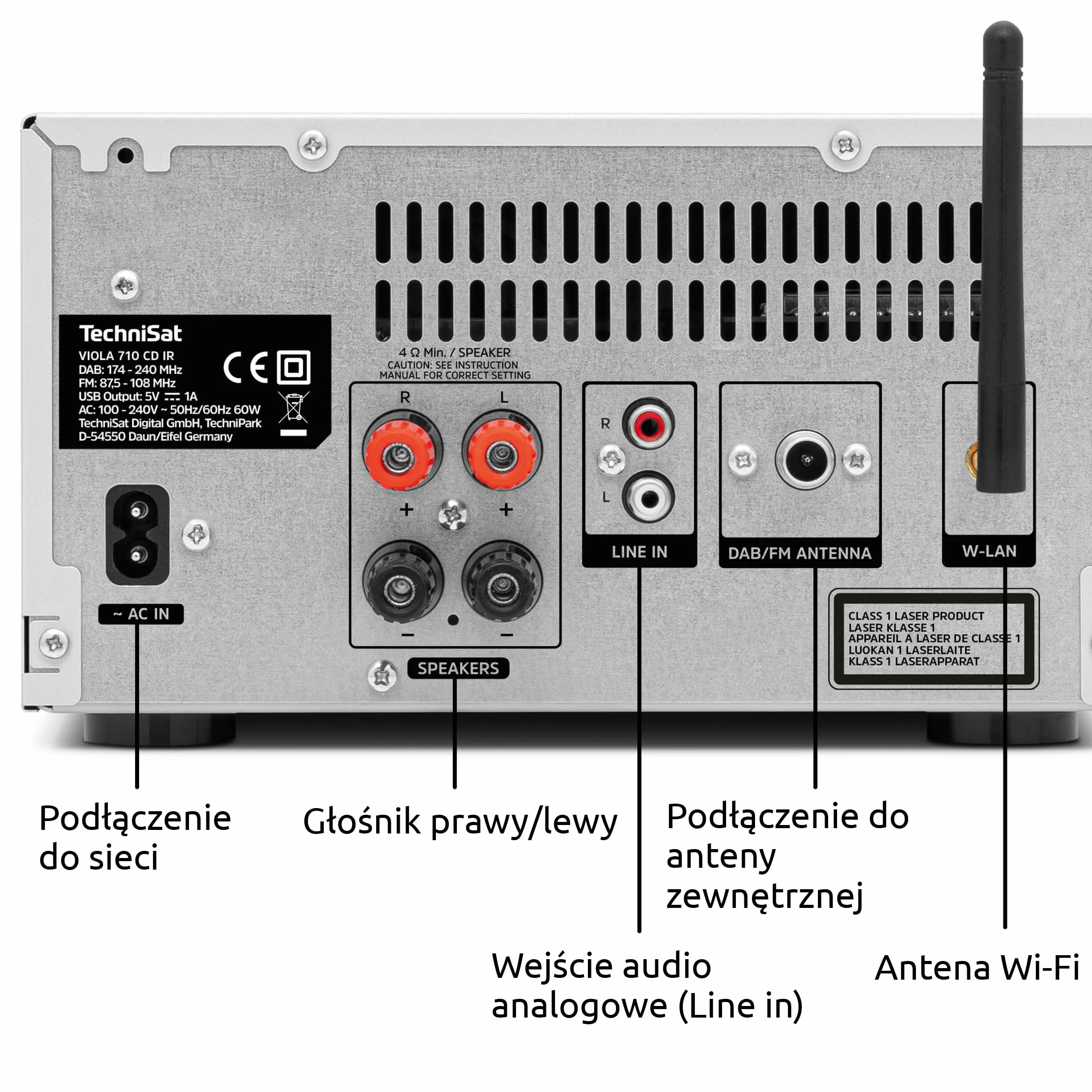 TechniSat VIOLA 710 CD IR – kompaktowy system Hi-Fi (radio internetowe, DAB+, UKW, odtwarzacz CD, Bluetooth, 2 x 20 W RMS, gniazdo słuchawkowe, budzik, wyłącznik czasowy, kompaktowy system, pilot