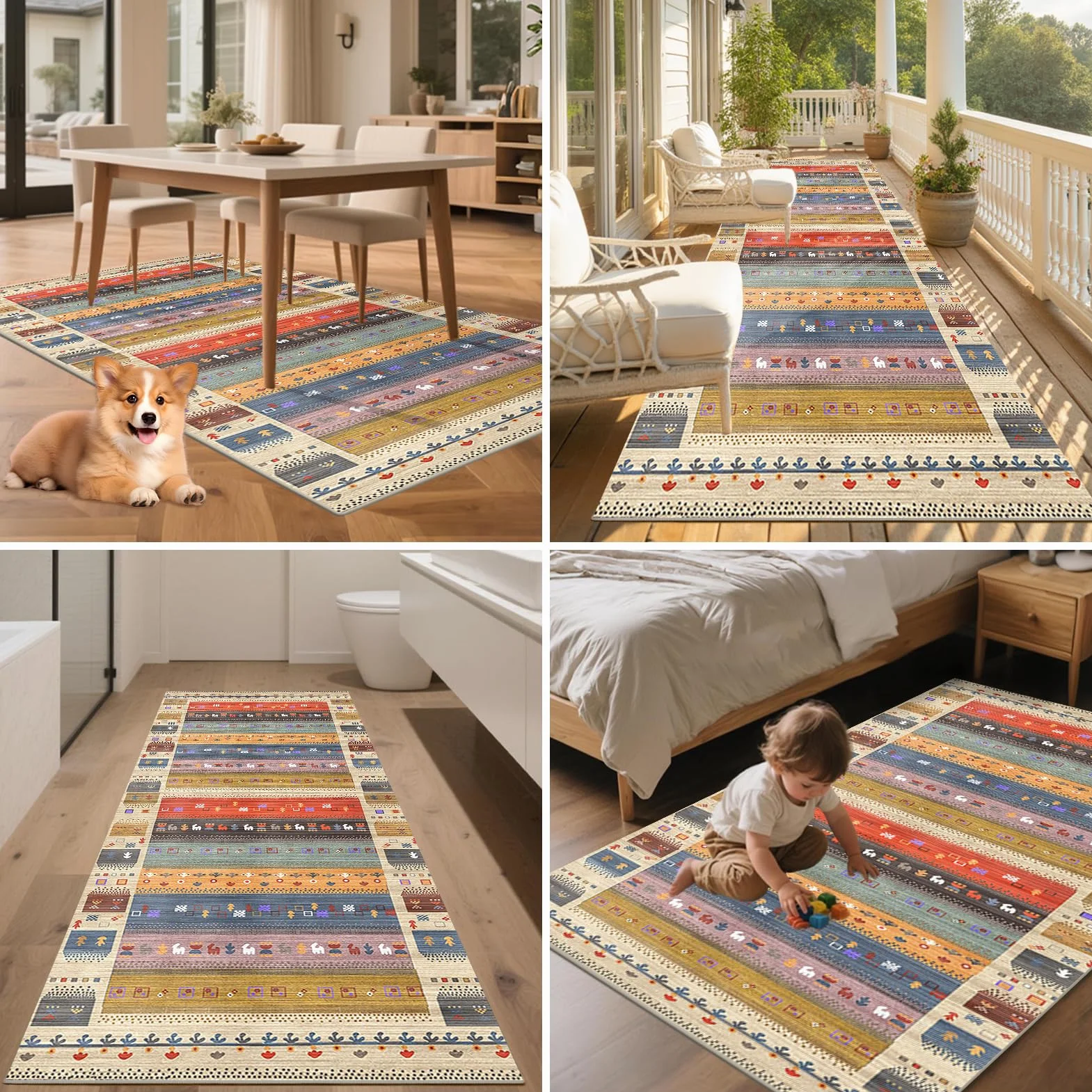 Dywan Długi Bieżnik na Korytarz 100 x 250 cm do Kuchni Antypoślizgowy Nadaje Się do Prania Chodnik Kuchenny Bieżnik do Przedpokoju Chodnik Dywan Wejście do Wnętrza