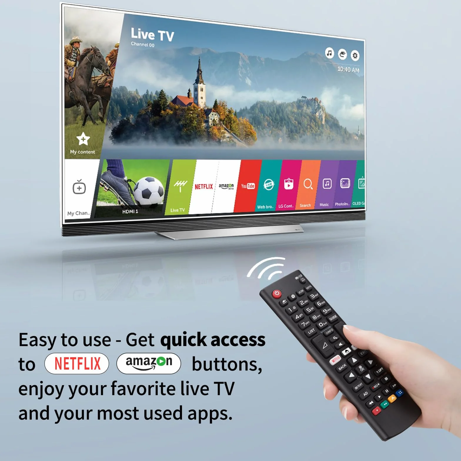 Uniwersalny zamiennik pilota do telewizora LG-Smart TV, ulepszony pilot do telewizora LG na podczerwień, AKB75095308 AKB75095307 AKB74915324, z przyciskami skrótu