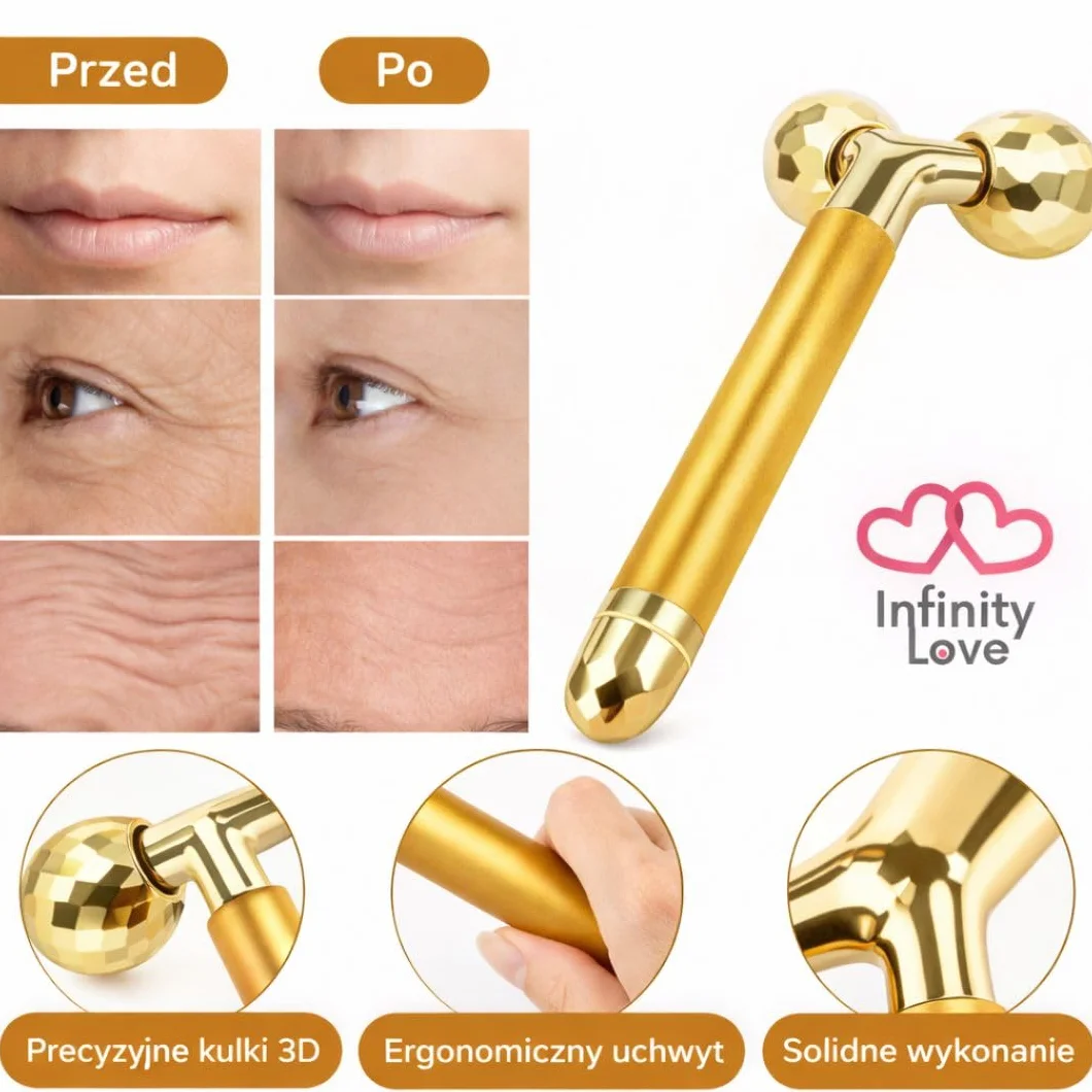 Masażer Wibracyjny 3D do Twarzy i Ciała – Roller Liftingujący, Masażer do Twarzy, Szyi i Dekoltu, Ujędrnianie Skóry, Relaks Mięśni, Domowe SPA | MM Infinity Love