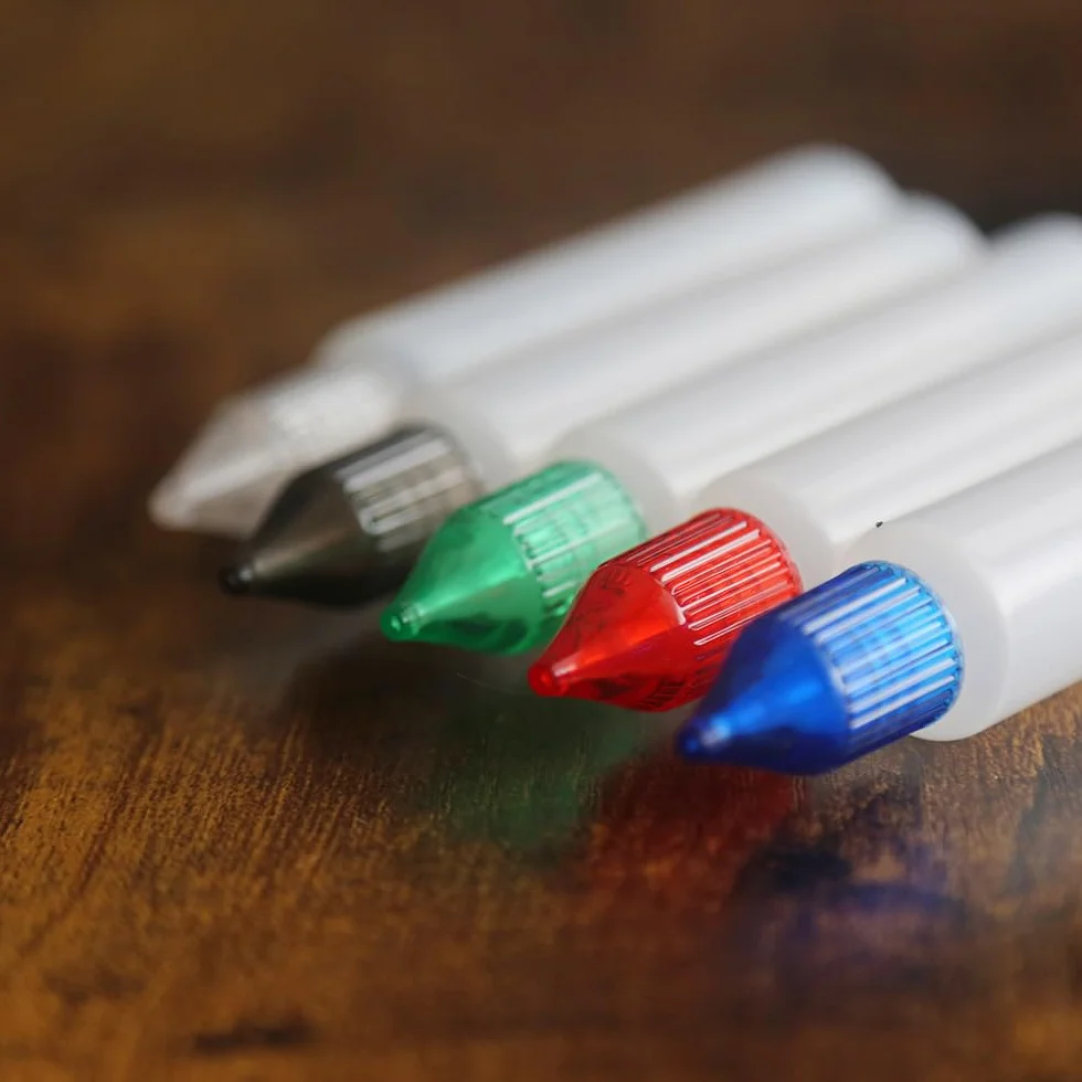 TRIXES Butelki z kroplomierzem "Unicorn", opakowanie 5 sztuk, 30 ml, w stylu długopisu - butelki do wielokrotnego napełniania