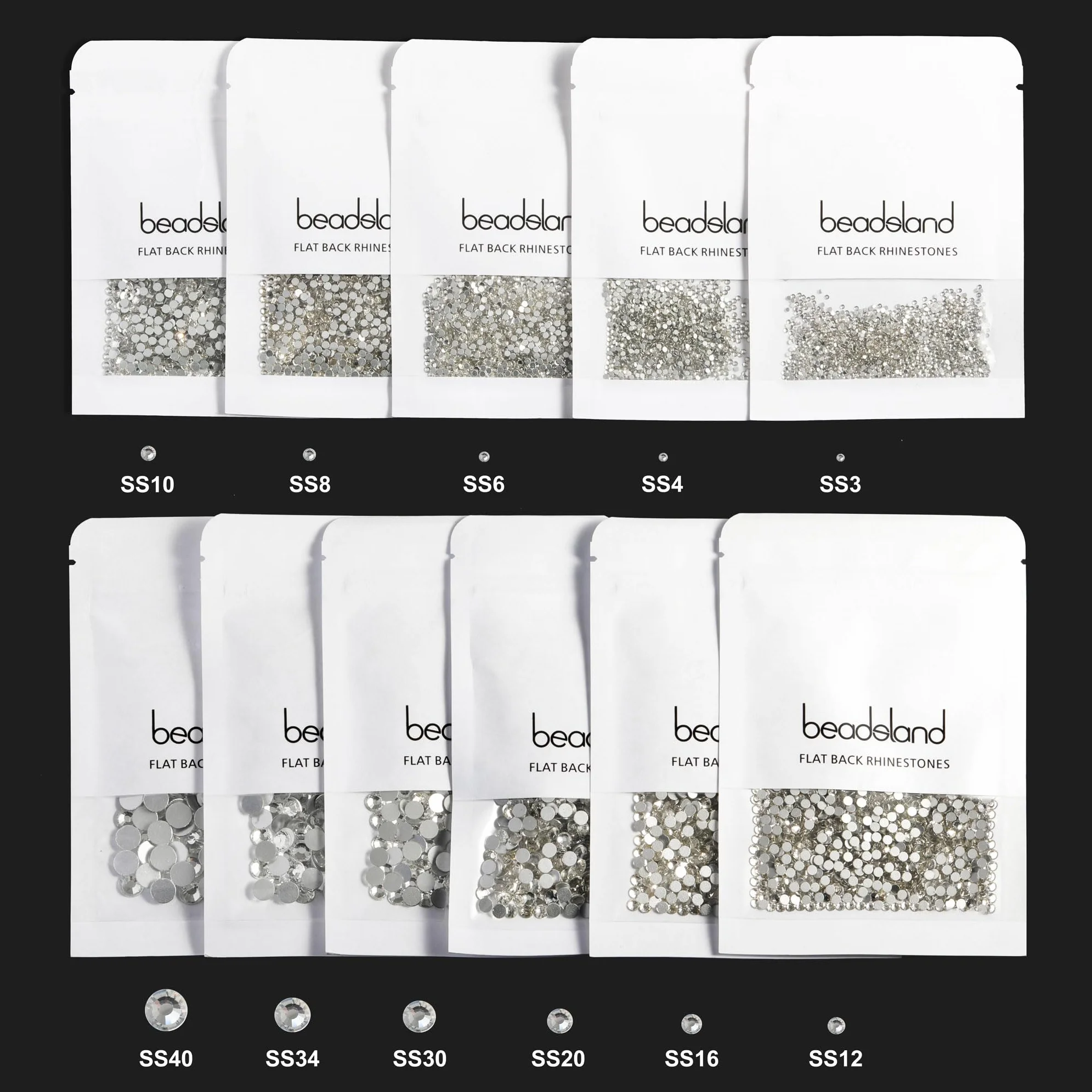 BEADSLAND 1440 sztuk, płaskie kamienie stras, kryształki do paznokci, szmaragdowa zieleń, SS10 (2,7-2,8 mm)