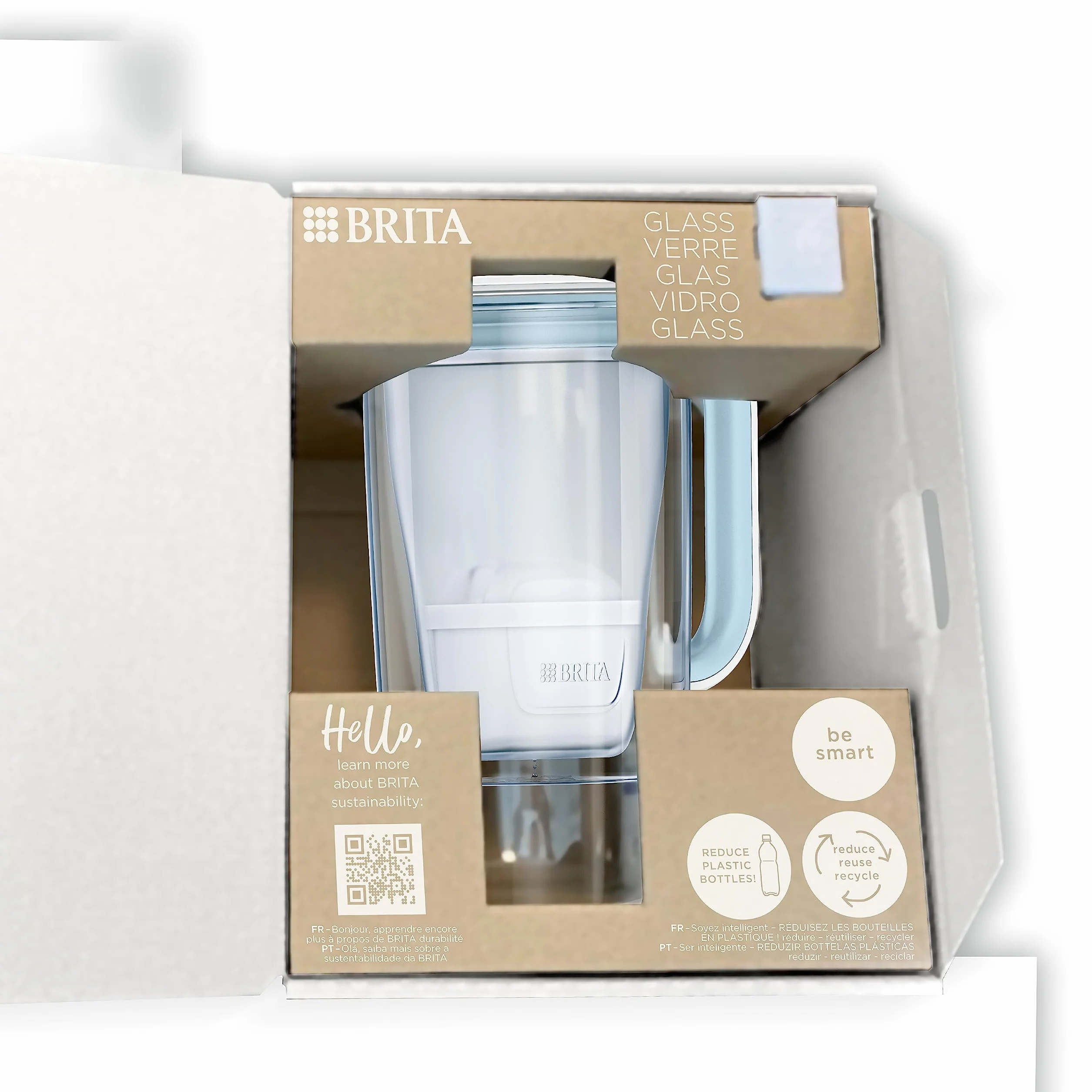 BRITA Szklany dzbanek filtrujący Glass 2,5 l z 3 filtrami MAXTRA PRO Pure Performance redukującymi chlor, kamień, PFAS i metale