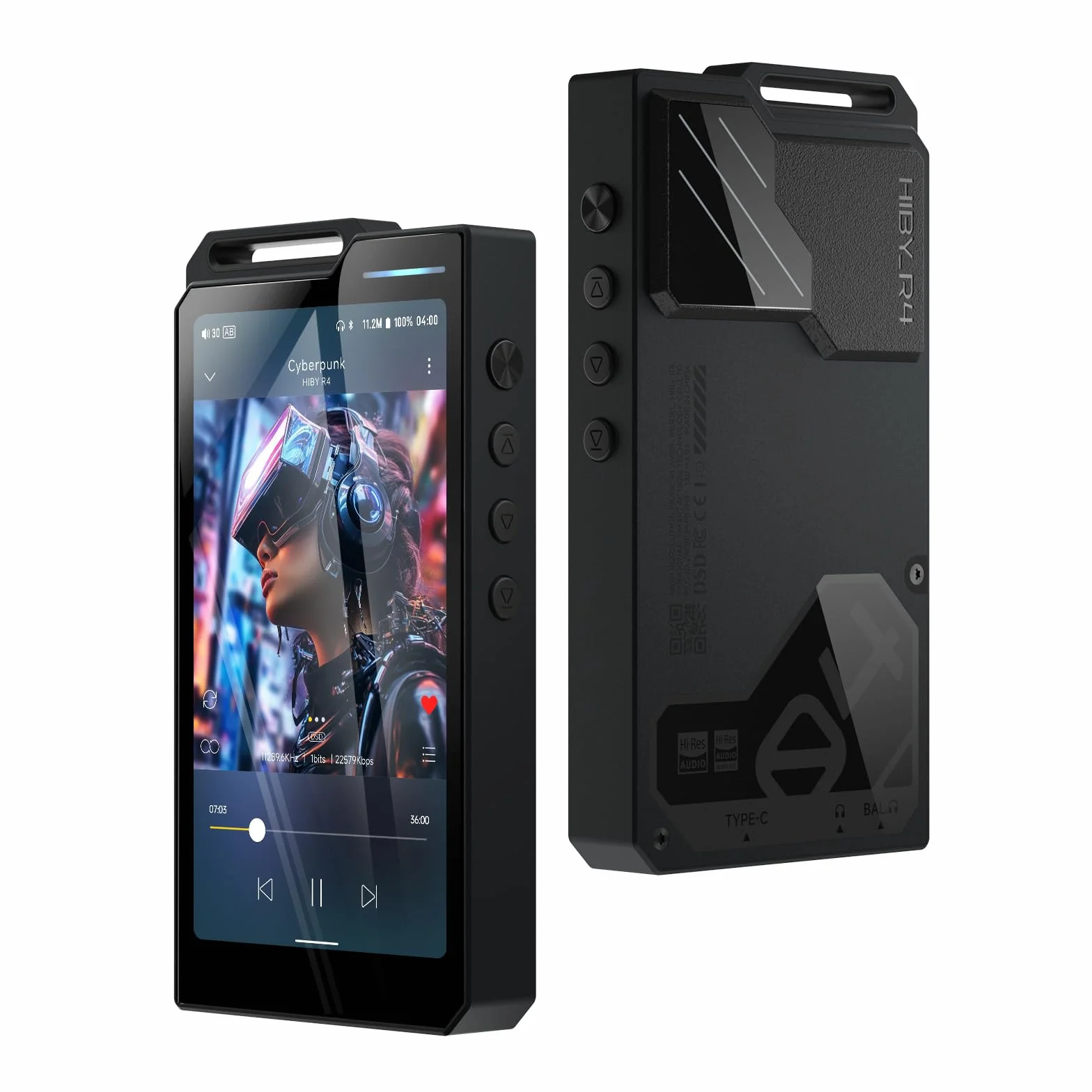 HiBy R4 Odtwarzacz MP3 Android z Bluetooth i WiFi, wbudowany 4DAC Android12, obsługuje odtwarzanie, DSD PCM MQA z wtykiem 4,4 mm (balanced) i pamięcią 32 GB (czarny)
