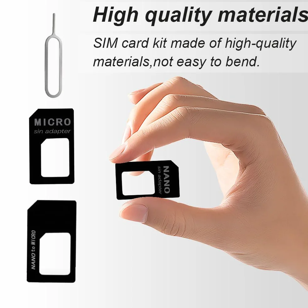 CCLKHY 3 w 1 zestaw adapterów Nano SIM, zestaw adapterów Nano-SIM, adapter karty SIM z wypychaczem SIM, kompatybilny ze smartfonem