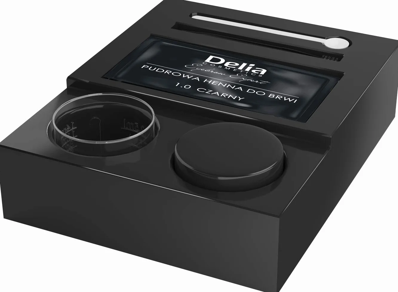 Delia Cosmetics - Farba Pudrowa - CZARNA - Henna do Brwi - Wystarczy Zmieszać z Wodą - Trwałość do 4 Tygodni – 20 Łatwych Aplikacji – Podkreśla, Pogrubia, Przyciemnia i Zagęszcza Brwi