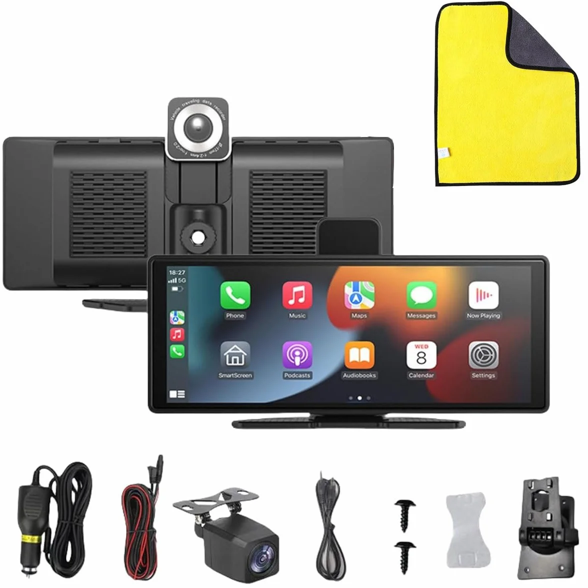 Cartablet Pro Max 2025 Flexscreen ProCarplay bezprzewodowy wyświetlacz z kamerą 4Kam, 10,26" przenośny wyświetlacz HD Carplay i automatyczny, kamera zapasowa 1080P, wyświetlacz HD IPS, nawigacja GPS