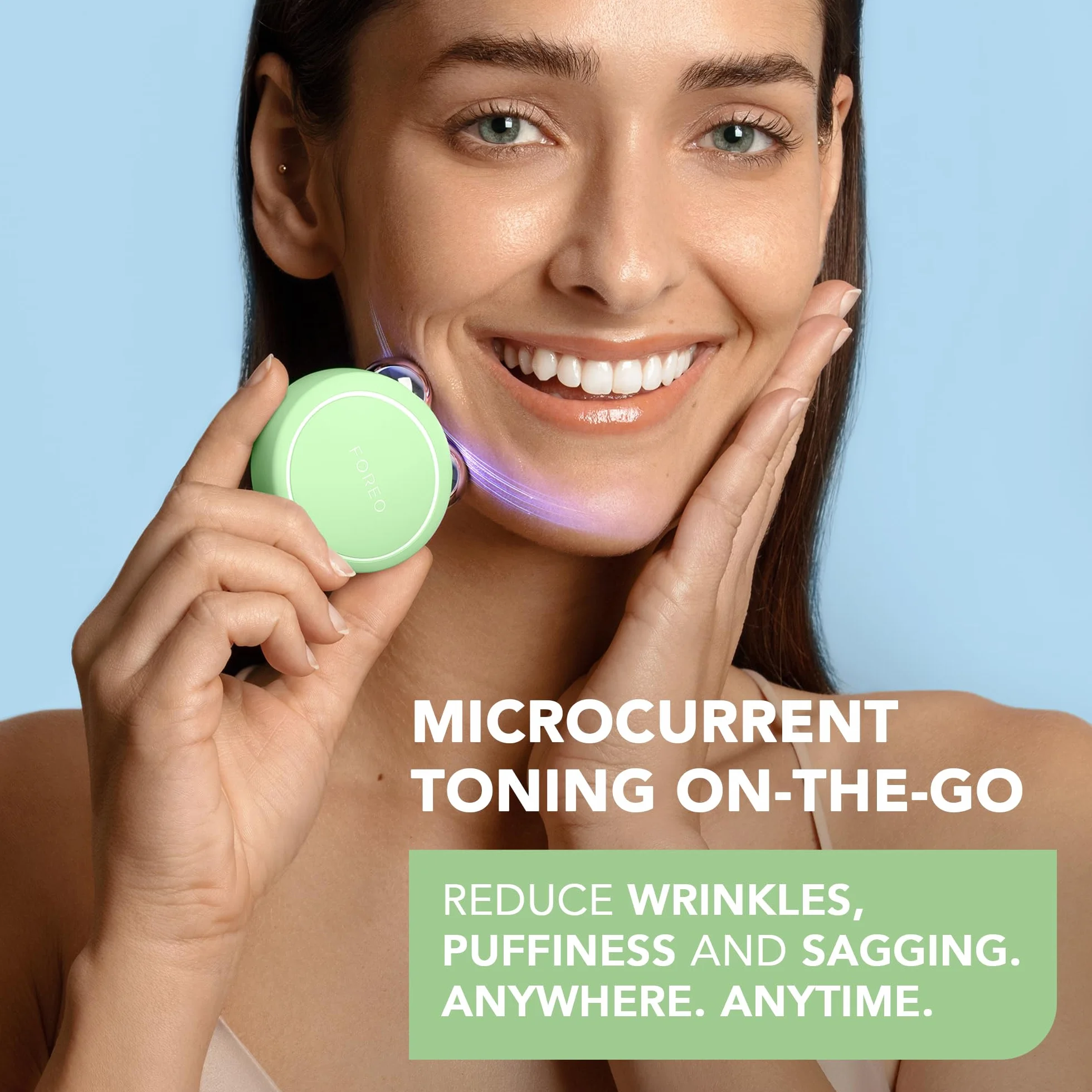 FOREO BEAR 2 go - Mikroprądowy, tonizator twarzy w podróży - Przeciwzmarszczkowy masażer twarzy - Reduktor podwójnego podbródka - Natychmiastowe podnoszenie twarzy - Ujędrnia i definiuje - Kompaktowa