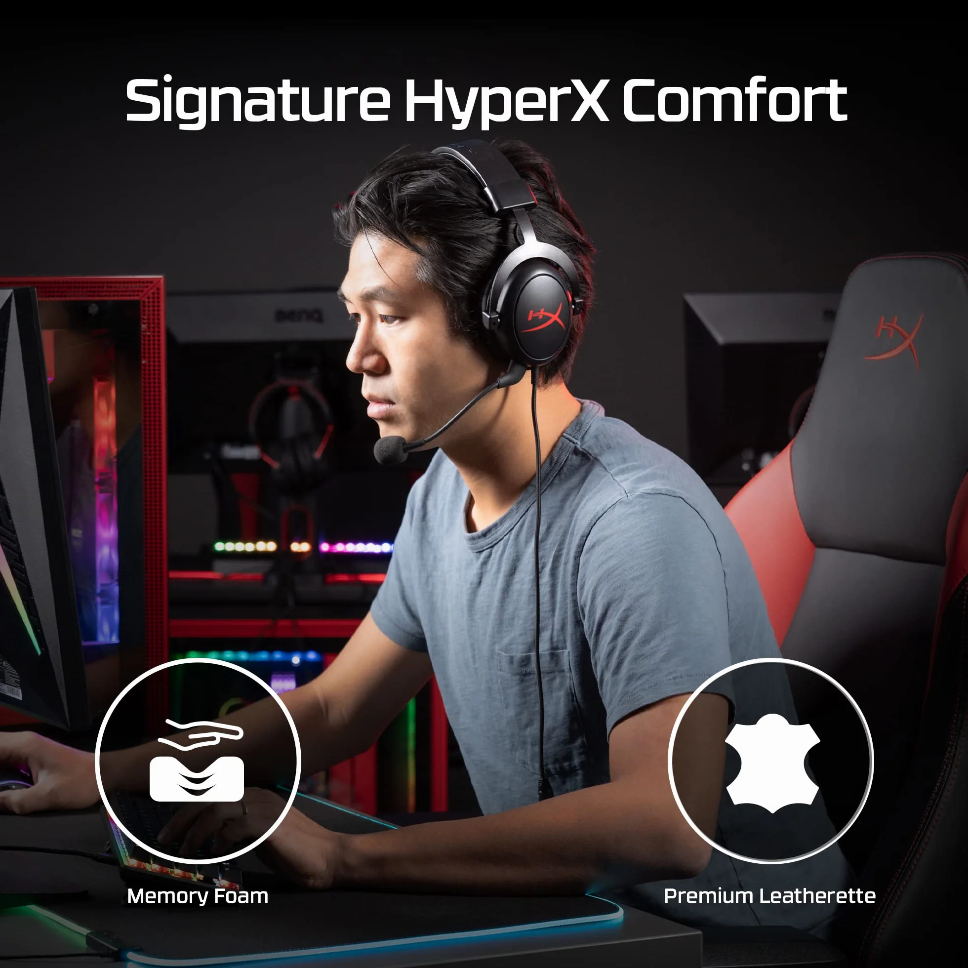 HyperX Cloud Core – zestaw słuchawkowy do gier do PC, słuchawki DTS: X, przestrzenne audio, podkładki z pianki zapamiętującej, trwała aluminiowa rama