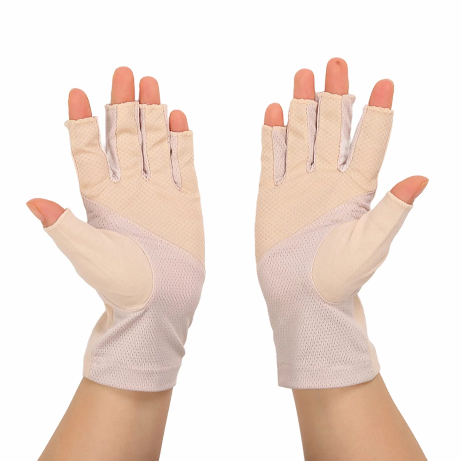 Generic Rękawiczki Ochronne UV, Rękawiczki do Manicure Bez Palców z Filtrem UPF50+ do Suszarki z lampą UV Oddychające Włókno Bawełniane Elastyczne Rękawice Chroniące Przed Promieniami (Jasny zółty)