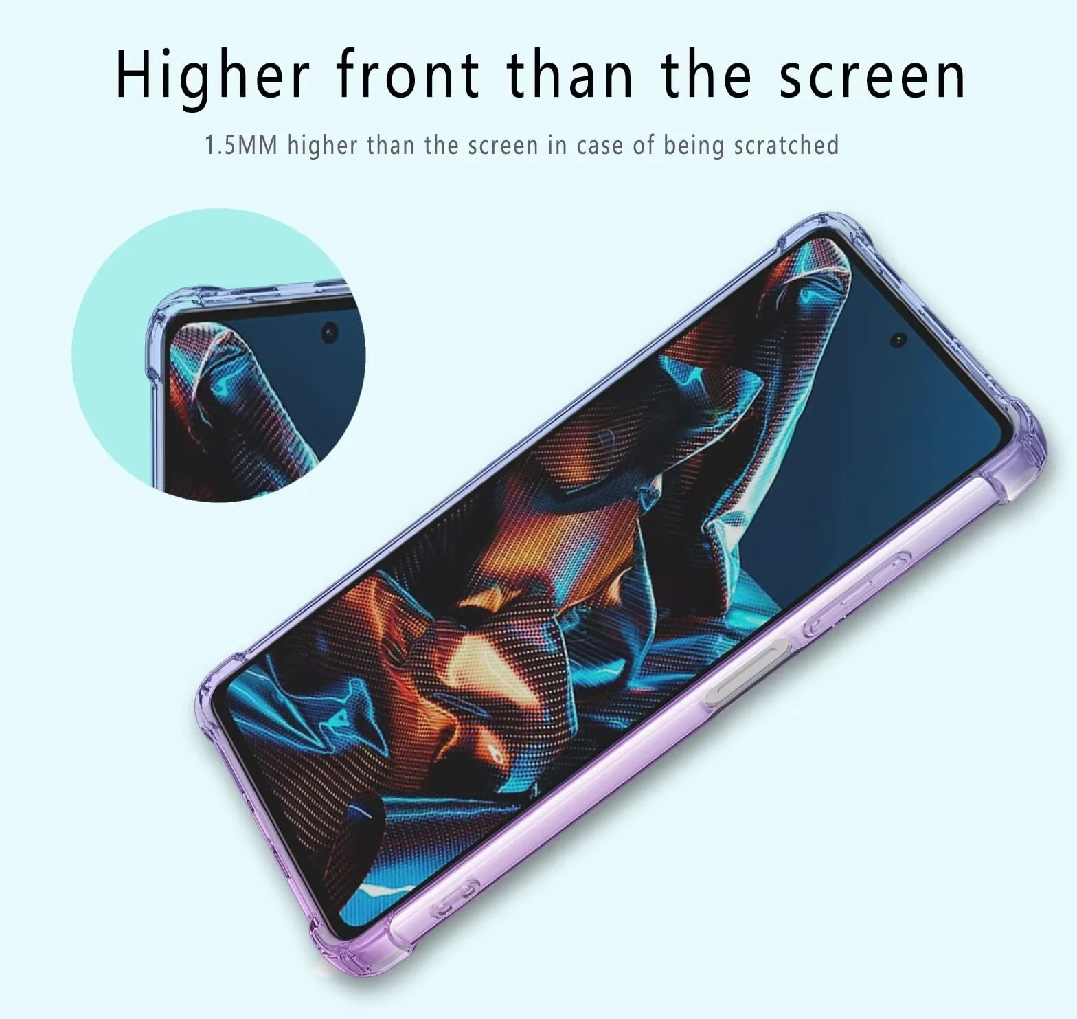 HONLEN Pokrowiec zaprojektowany dla Poco X5 Pro 5G, 16,9 cm Gradient przezroczysty silikon TPU cztery rogi wzmocnienie etui ochronne przed upadkiem czarne złoto