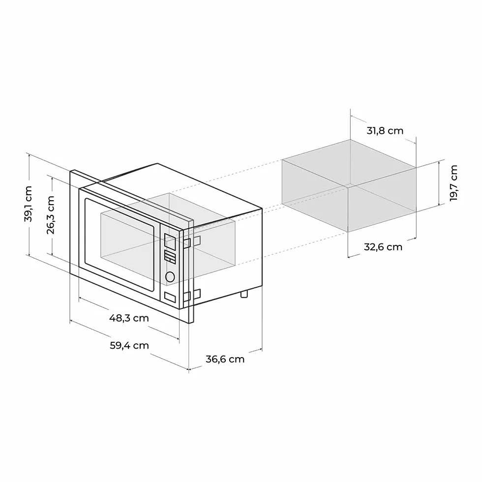 Cecotec Wbudowana mikrofalówka cyfrowa GrandHeat 2350 Built-In biała 900 W 23 l grill