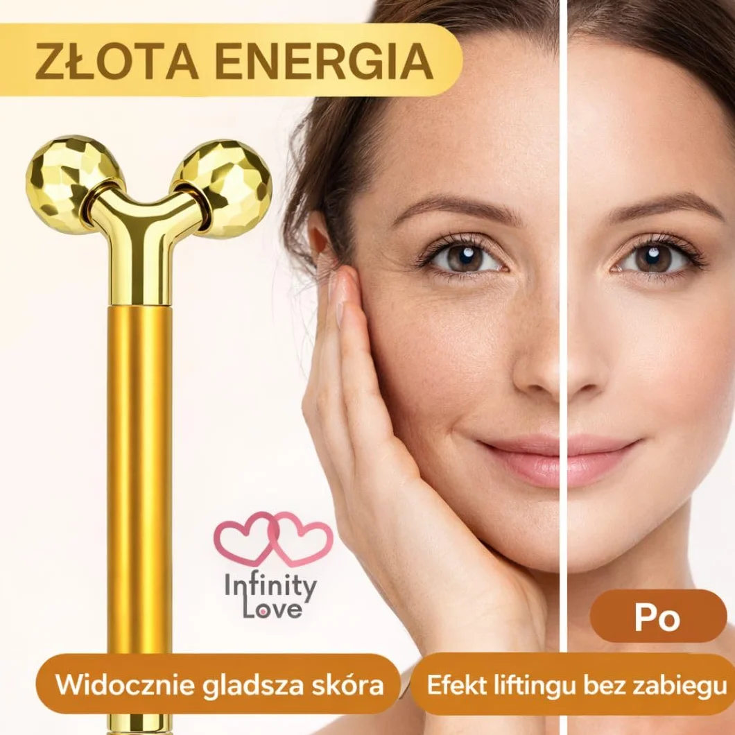 Masażer Wibracyjny 3D do Twarzy i Ciała – Roller Liftingujący, Masażer do Twarzy, Szyi i Dekoltu, Ujędrnianie Skóry, Relaks Mięśni, Domowe SPA | MM Infinity Love