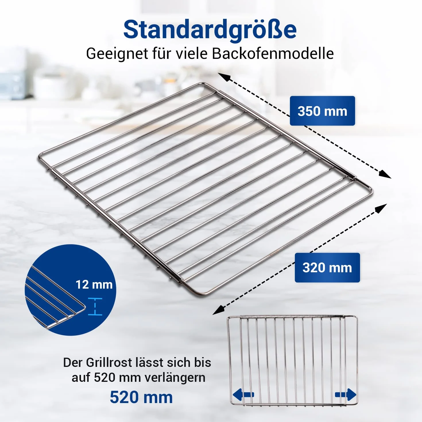 VIOKS Wysuwana kratka do piekarnika 350/520mm x 320mm ze stali nierdzewnej Regulowana