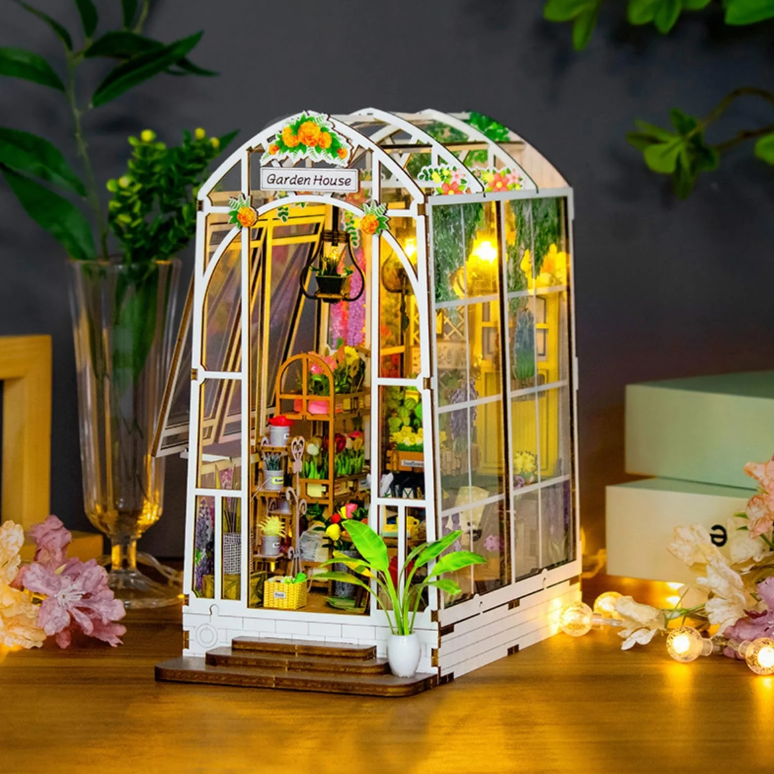 Zestaw do książek LED ozdobny uchwyt na podpórki 3D drewniane puzzle dla dorosłych książka książka dekoracyjna wkładka do domu ozdoby dla nastolatków dziewczyny