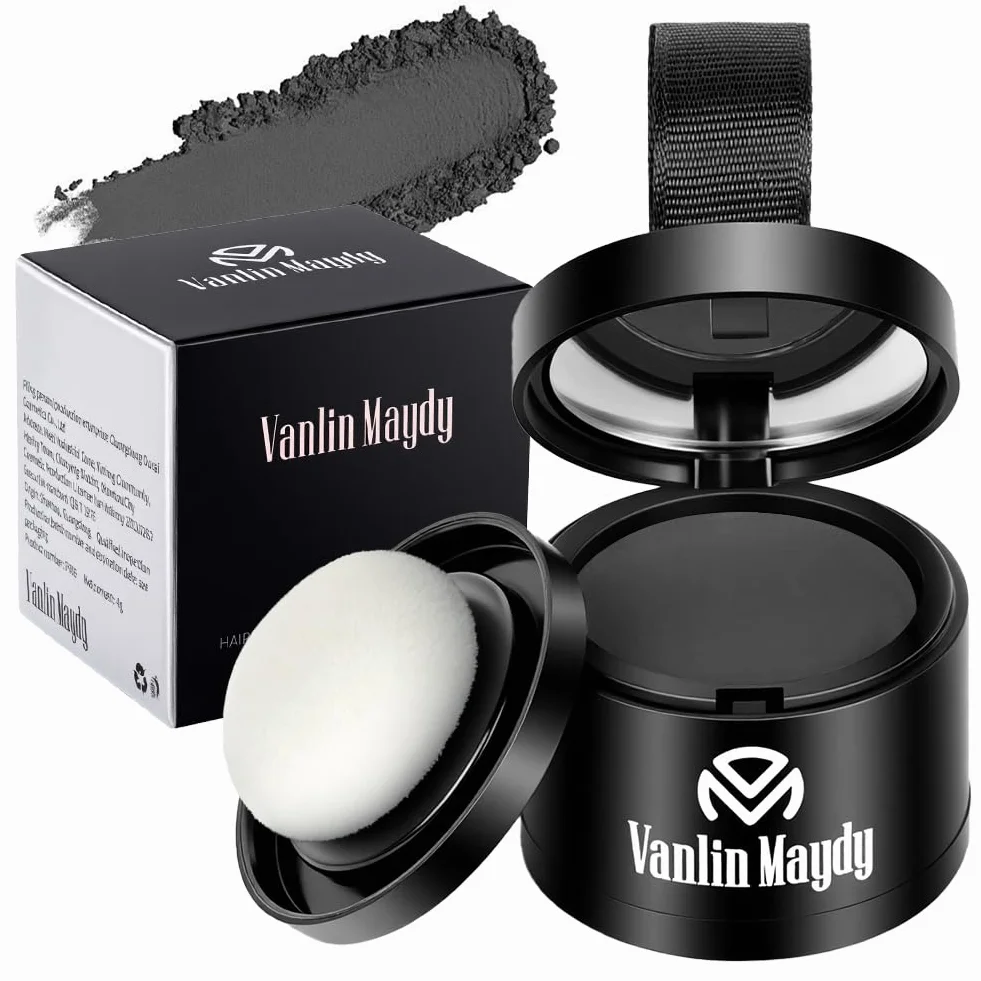 Puder, 4 g, poprawa linii włosów dla kobiet i mężczyzn, puder do zakrywania linii włosów na 24 h, łatwy do czyszczenia, czarny
