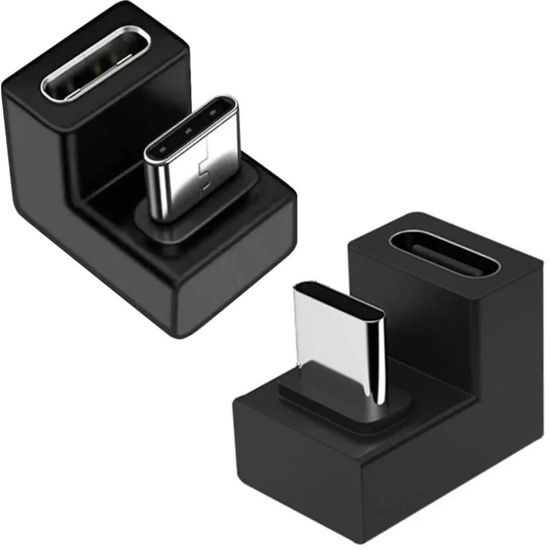 Adapter USB C w kształcie litery U 180 stopni (2 sztuki), USB-C 3.1 żeński adapter kątowy OTG, Kompatybilny z MacBook, Switch, iPhone 17/16/15, iPad, Samsung Galaxy S25 S24 S23 A56 A36 A16, telefonami