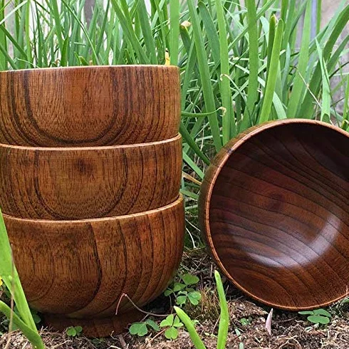 Drewniana miska w stylu japońskim 10 cm x 6,5 cm 4 opakowania