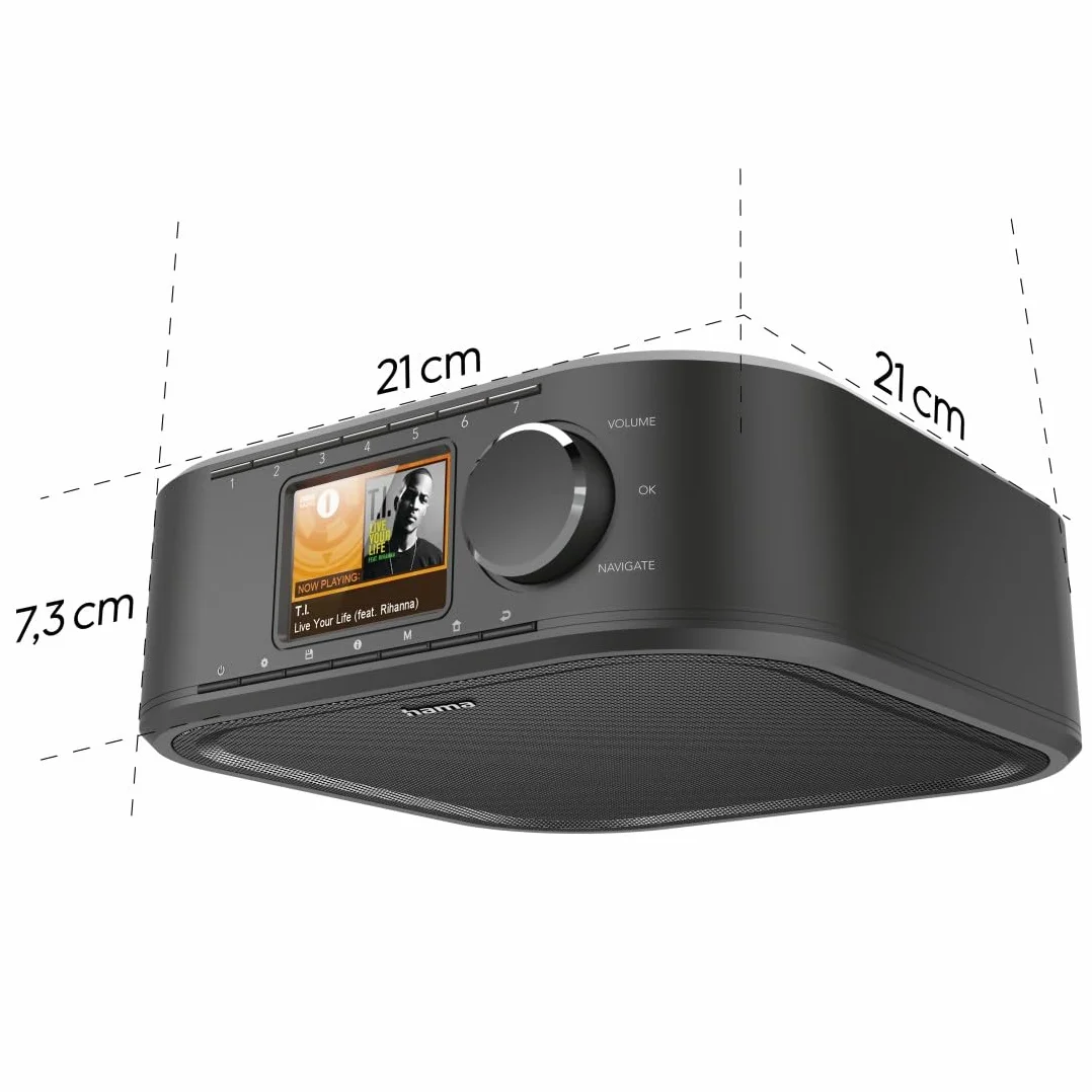 Hama Radio internetowe Hama DIR355BT DAB/DAB+, Bluetooth i Spotify (radio kuchenne FM, z wejściem AUX, z funkcją budzika i wyświetlaczem, radio podszafkowe z płytą montażową bez wiercenia), czarne