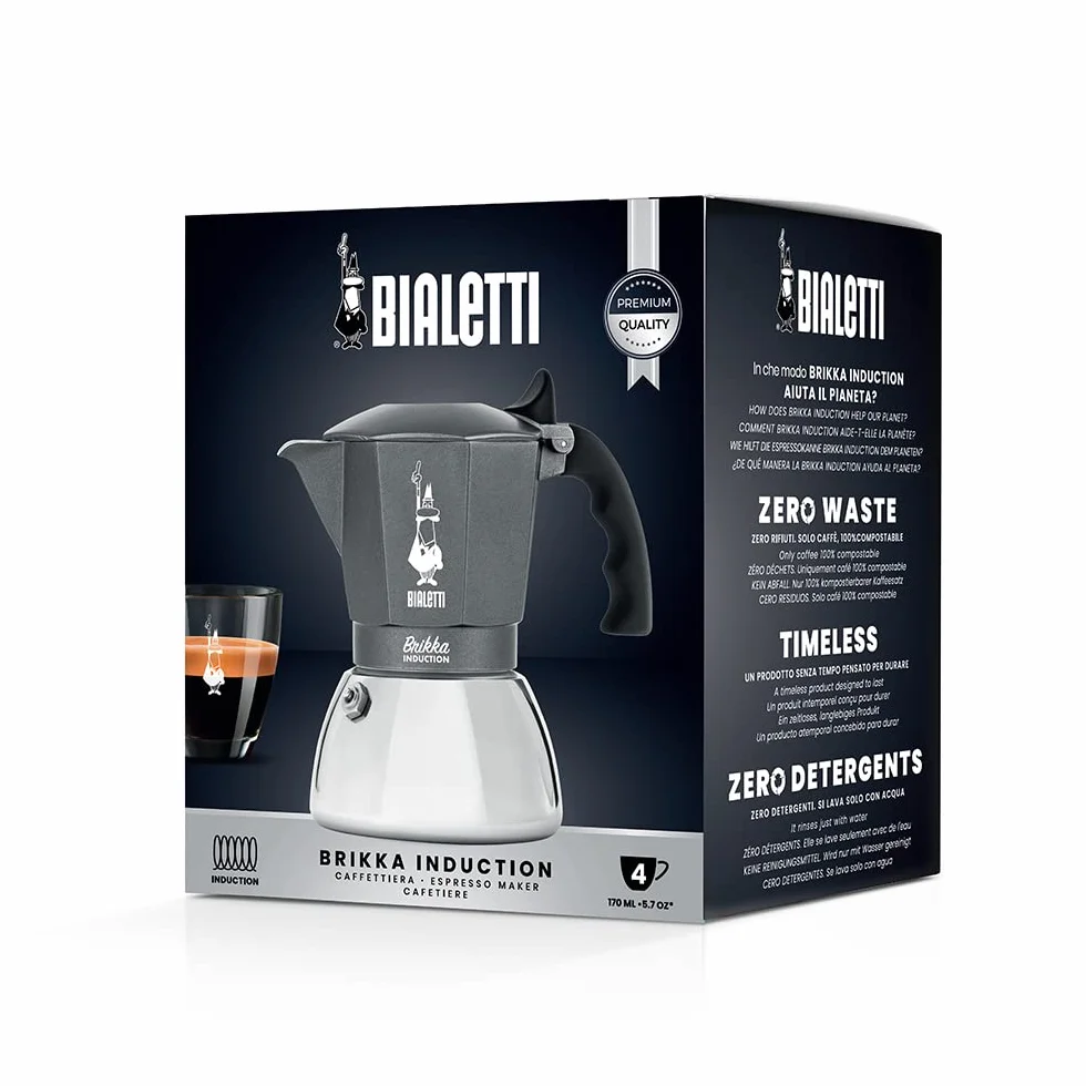 Bialetti Brikka Induction 4 filiżanki 160 ml ekspres do kawy indukcyjny podwójny aromat